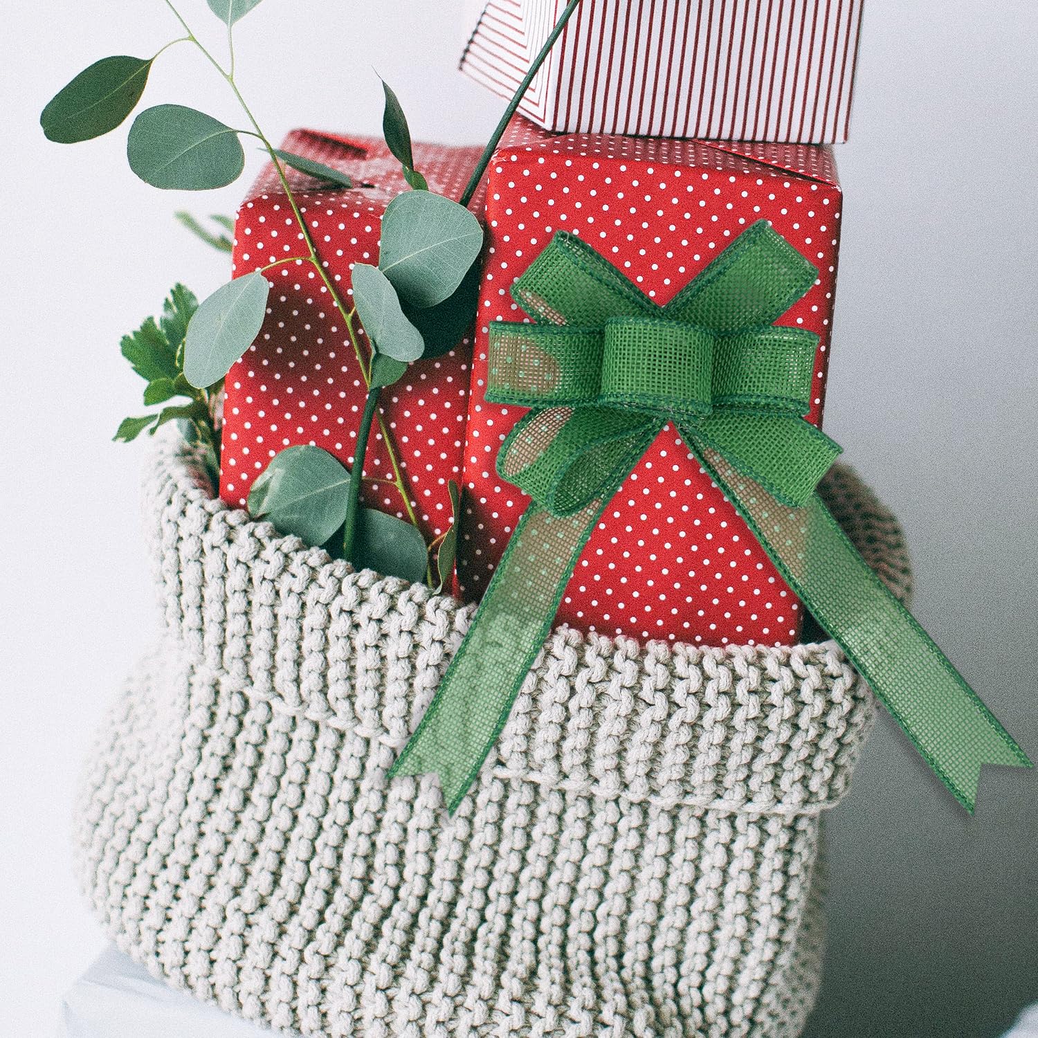 Tekdeere Burlap Ribbon 100mm x 9 Meters, Emerald Green Wired Ribbon for Crafts, Gift Wrapping, Wreaths, Bows, Tree Decoration and Outdoor Decoration - Image 4
