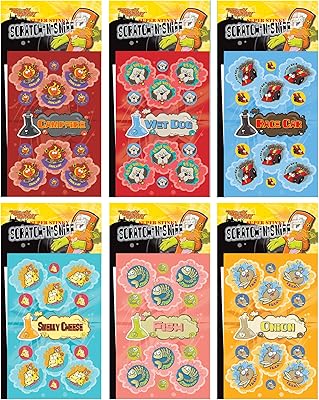 Just For Laughs Dr. Stinky's Scratch N Sniff Stickers 6-Pack- Fish, Campfire, Wet Dog, Smelly Cheese, Race Car, Onion 162 ...