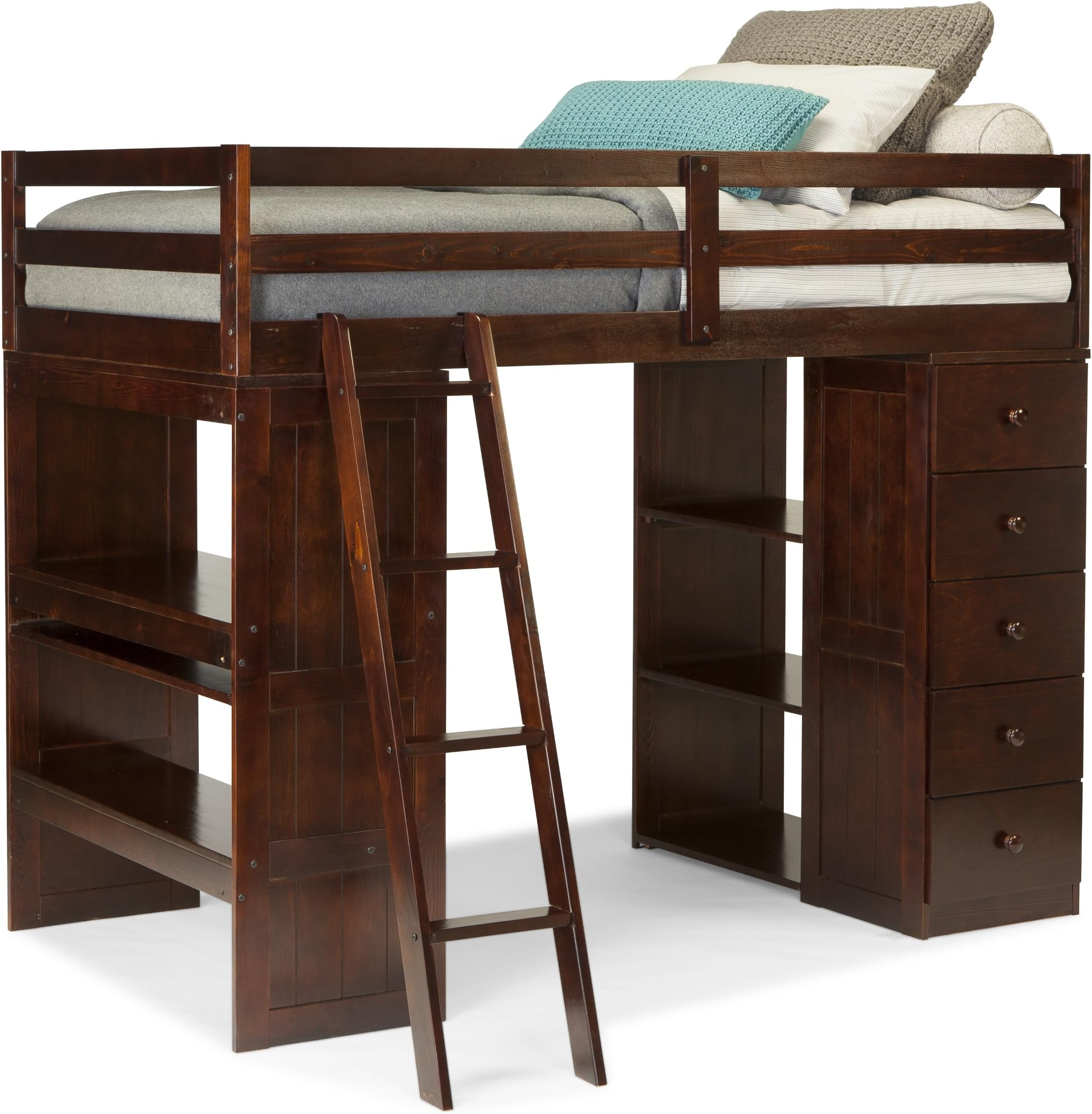 Skyway Loft Bed with Desk and Storage Tower, Twin, Espresso