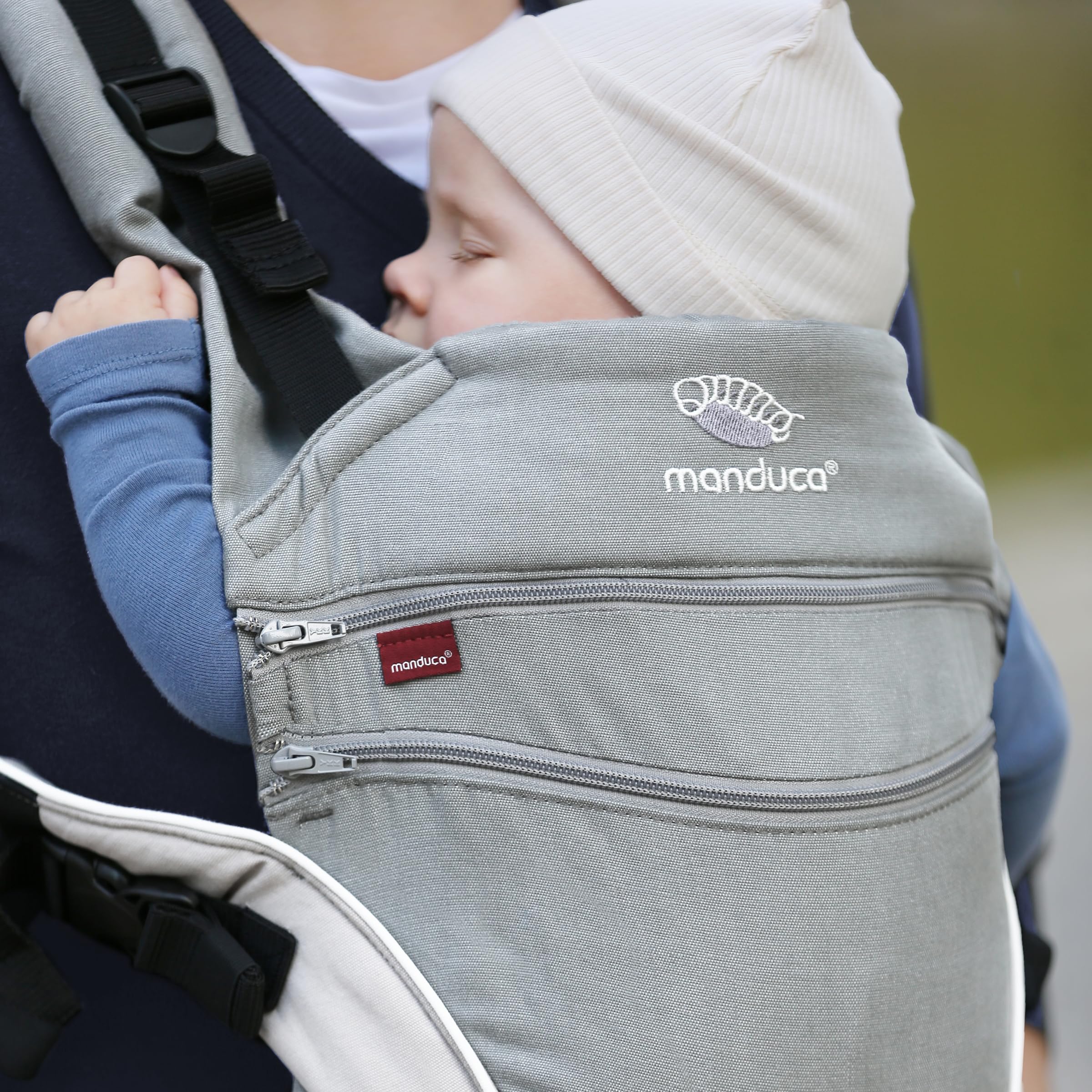 manduca Portabebés XT: portabebés todo en uno para recién nacidos a partir de 3,5 kg y niños pequeños de hasta 20 kg, portabebés ergonómico con puente ajustable, talla única, gris-blanco