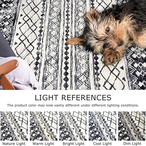 Miniatura 5 de KUTA Alfombra marroquí grande para sala de estar, de 5 x 7 pies, lavable, bohemio, antideslizante, ultra suave, geométrica, tradicional, para sala