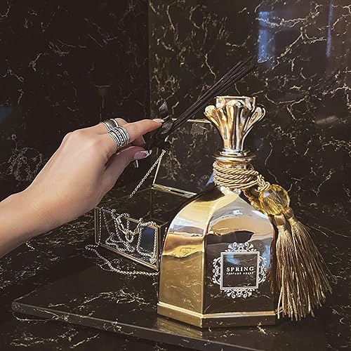 Miniatura 4 de SPRING Juego de difusor de varillas doradas de fragancia, extra grande de 10.14 onzas, fragancia fabricada en Francia, jazmín, lirio de los valles,