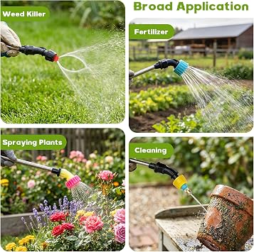 Battery Powered Sprayer 2 Gallon, Backpack Electric Pump Sprayer, Weed Sprayer with USB Rechargeable Handle, Retractable Wand, 6 Mist Nozzles for Lawn, Garden, Yard