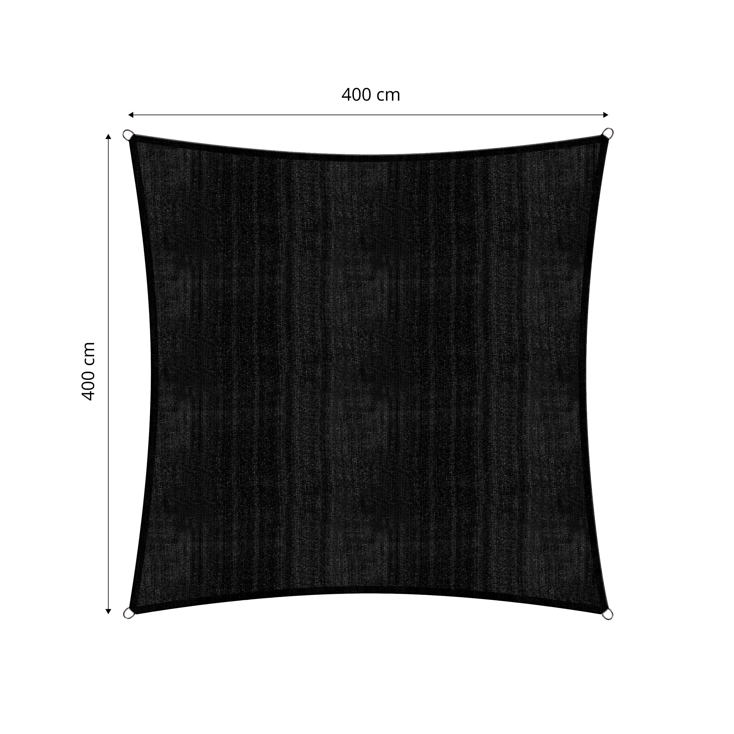 Lumaland Voile d'ombrage Cordes de Fixation incluses | Carré 4 x 4 mètres Protection Solaire | 100% HDPE avec Le Filtre UV de Protection [Noir]