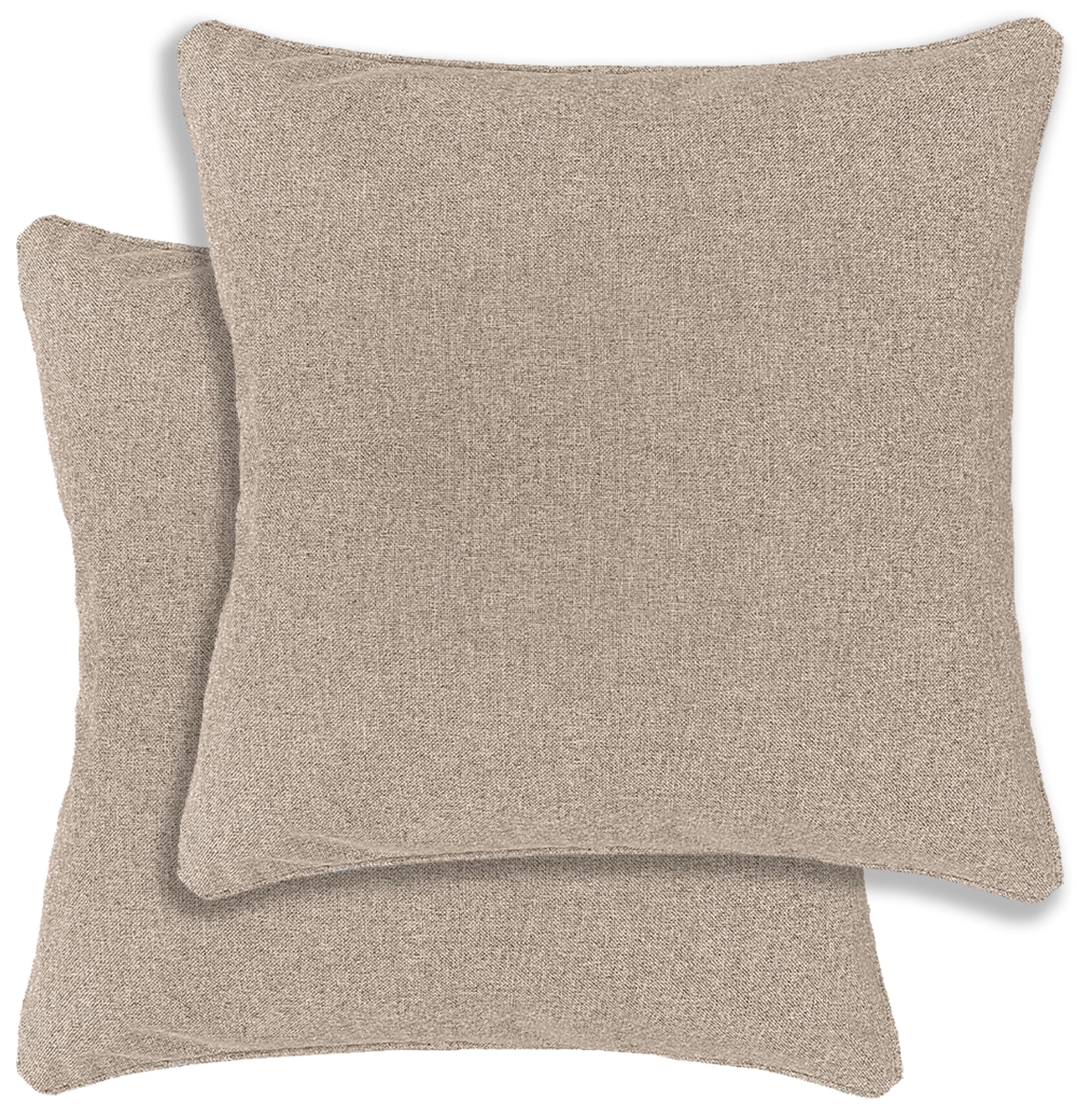 Enhanced Living Natural Pair Of Austin/Dallas Cushion Covers 43X43cm – Textured Linen Look With Piped Edge – Double-Sided, Zip Opening – Covers Only, No Inserts