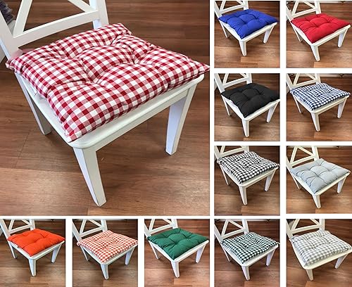 Almohadillas de asiento coloridas cojines de asiento para jardín, cocina, comedor, escritorio, cojines de piso (2 piezas de cojines de cuadros rojos
