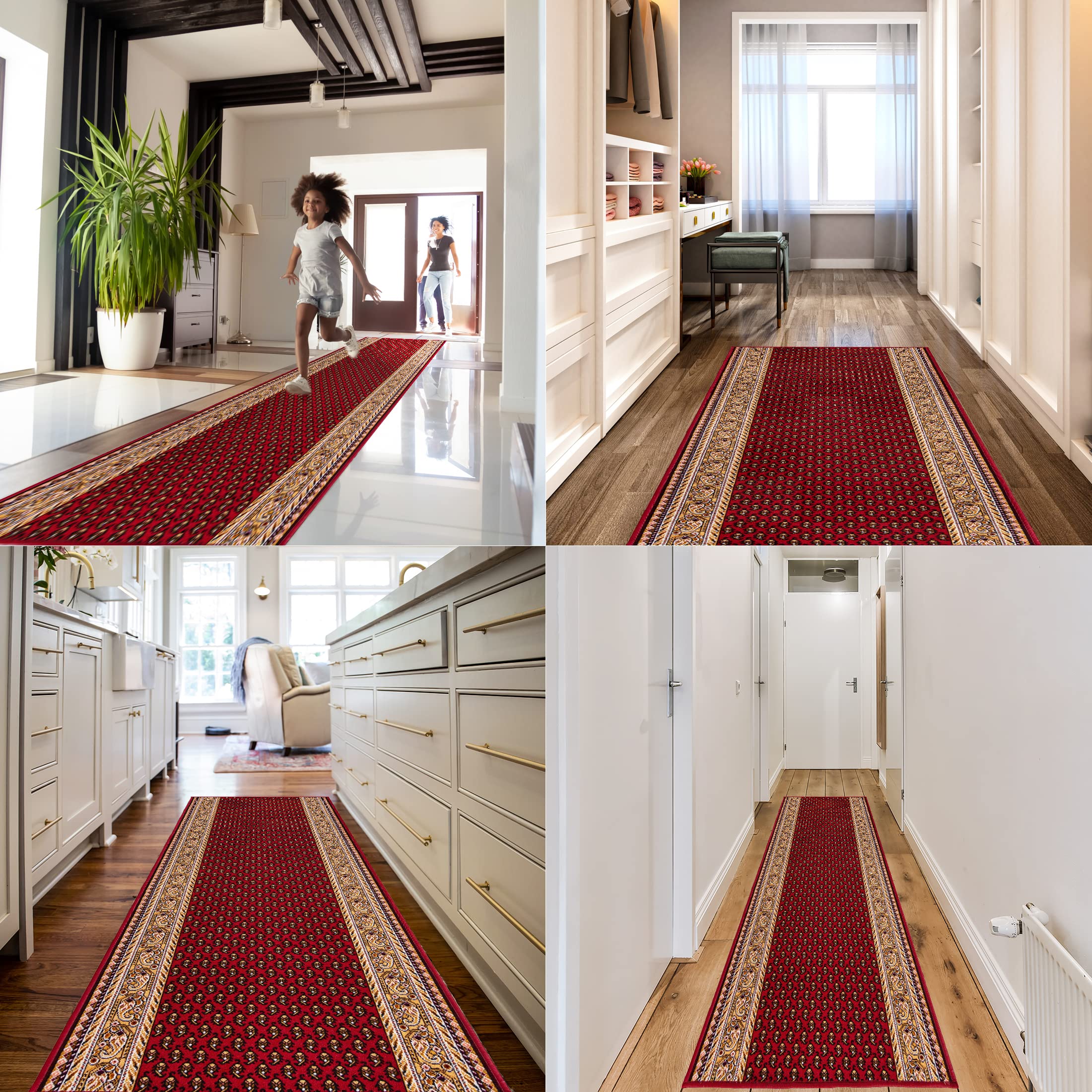 Mazovia Tappeto Passatoia Corridoio 67x250cm Rosso Classico Retrò Anni 90