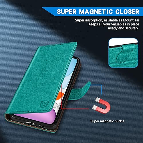 Miniatura 3 de ZZXX Funda tipo cartera para iPhone 11 con bloqueo RFID, ranura para tarjetas, función atril, cierre magnético, funda protectora de cuero para