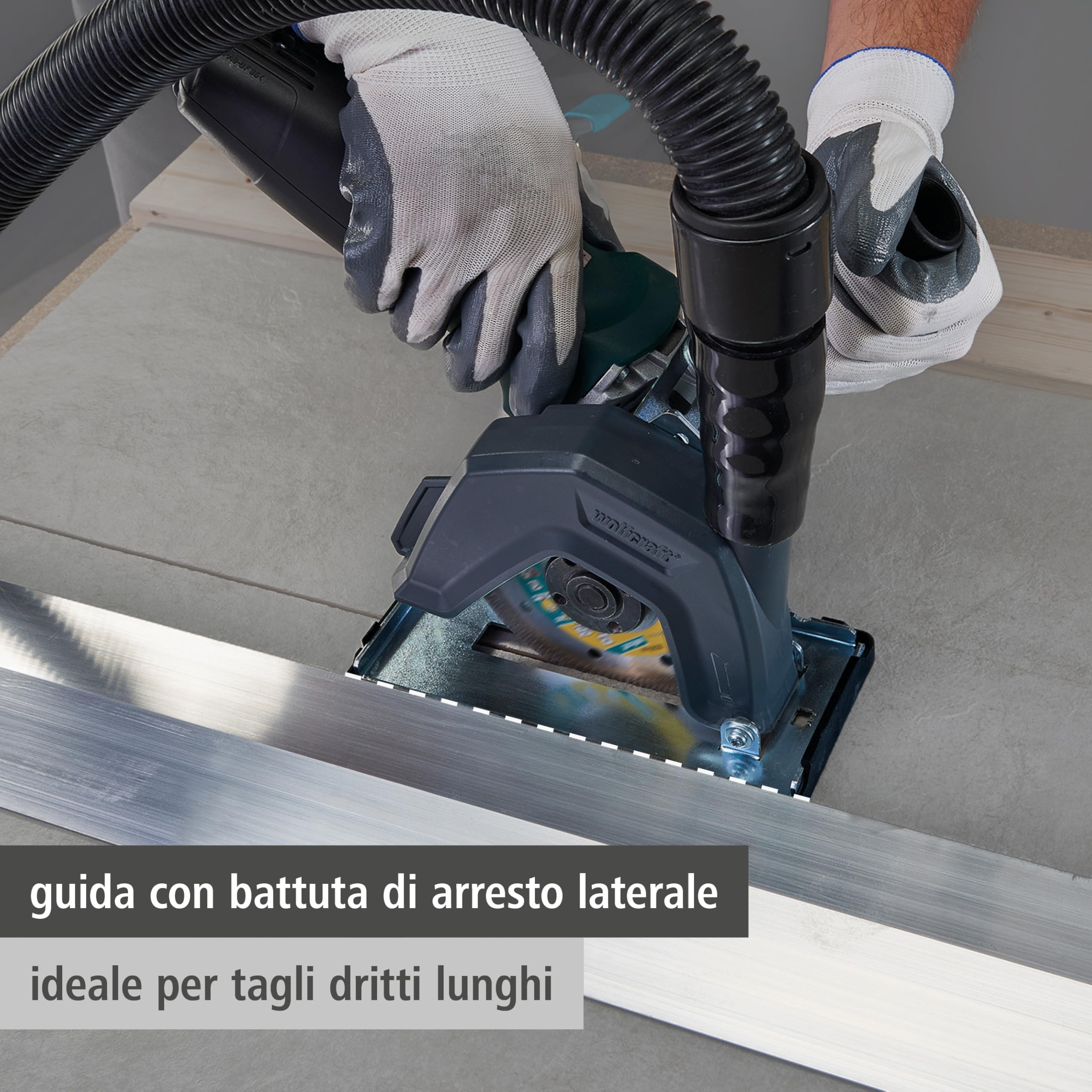wolfcraft Cappa di Aspirazione con Guide per Smerigliatrici Angolari 5017000, per una Guida Controllata della Macchina e Minore Quantità di Polvere
