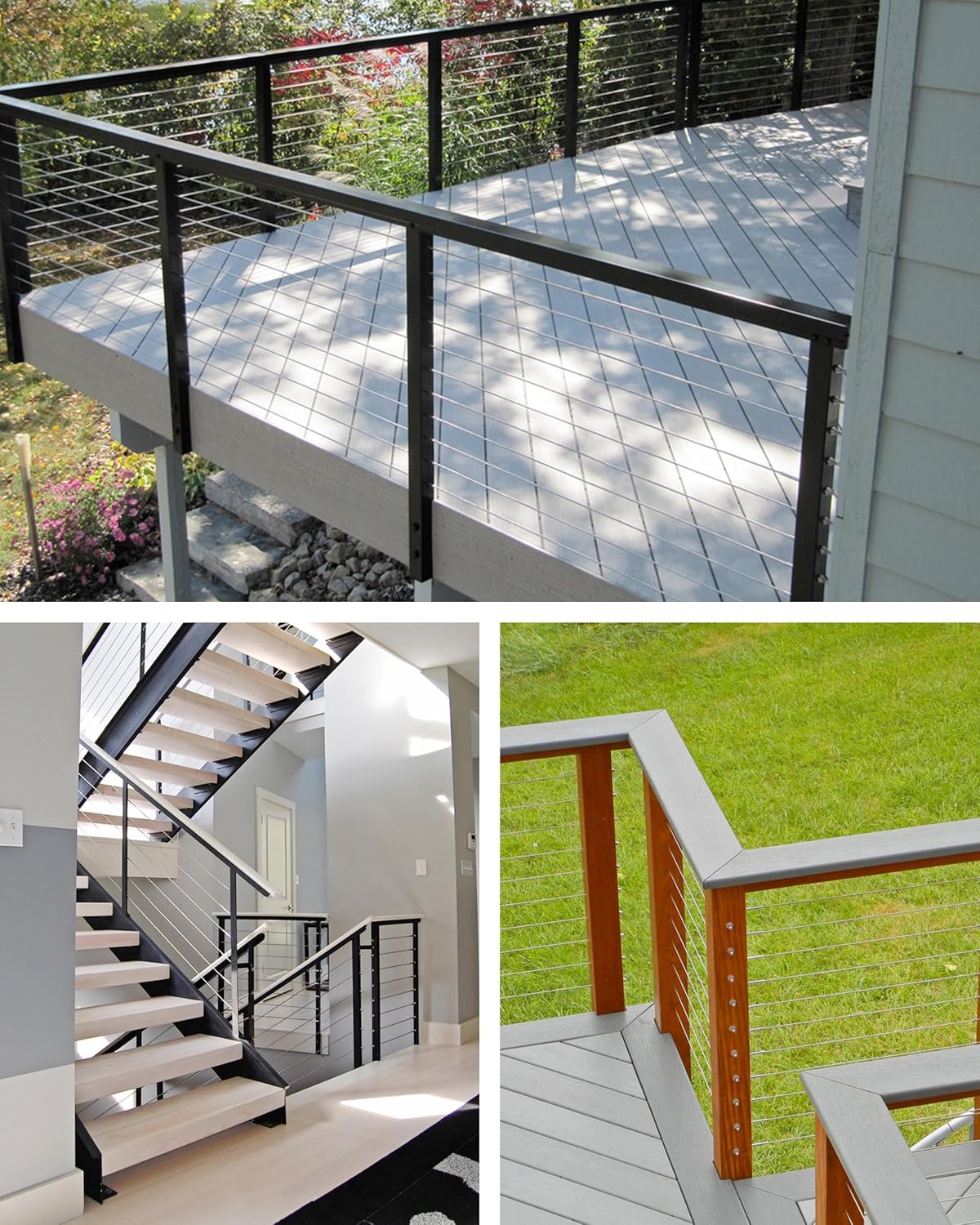 Lightkiwi M1225 1000FT 1/8" 7x7 Strands Construction Braided Stainless Wire Premium T316 Stainless Steel Deck Cable Railing for Outdoor, DIY Metal Wire Railing, Balustrades Projects