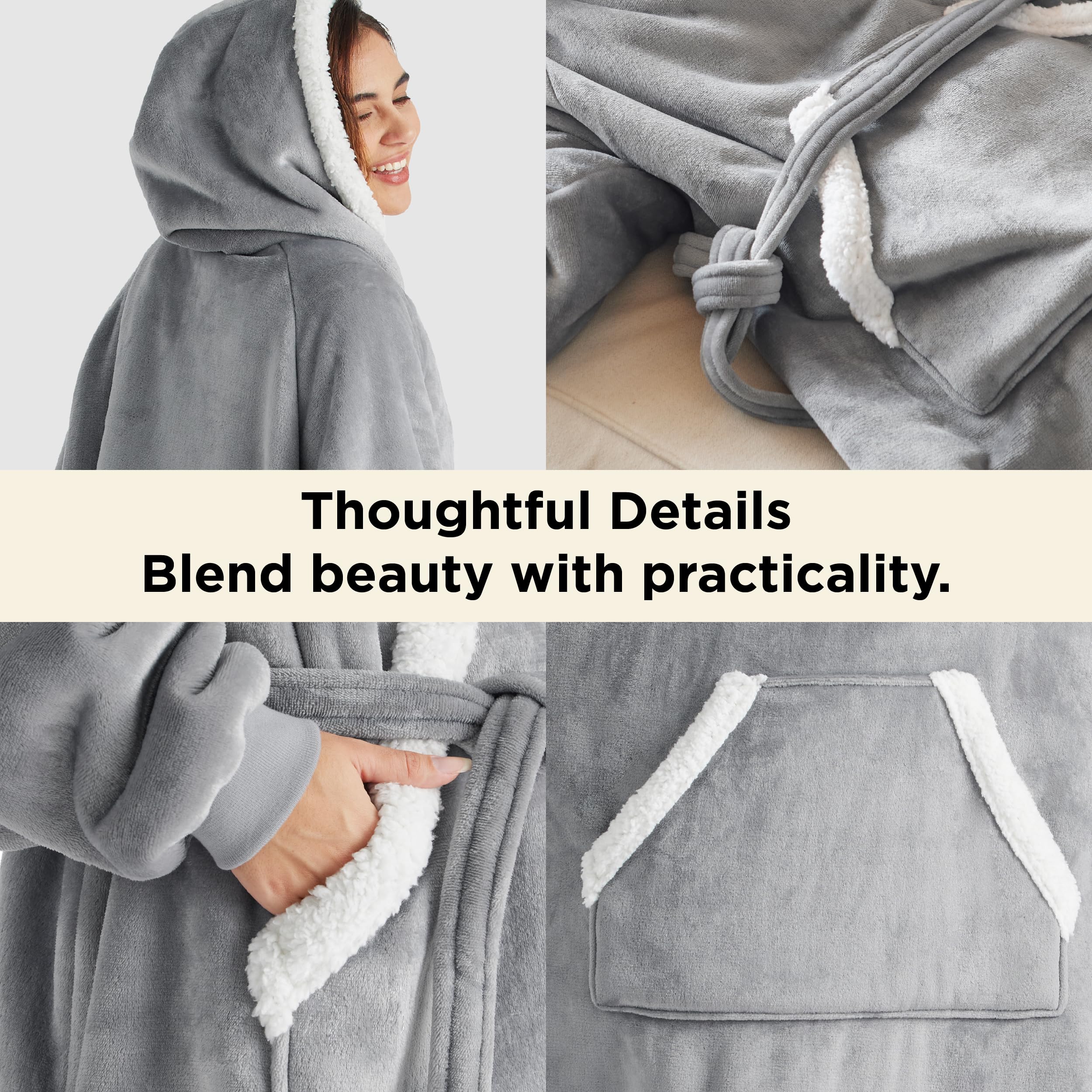 Amazon.com: Bedsure Wearable Blanket Hoodie, Long Hooded Blanket