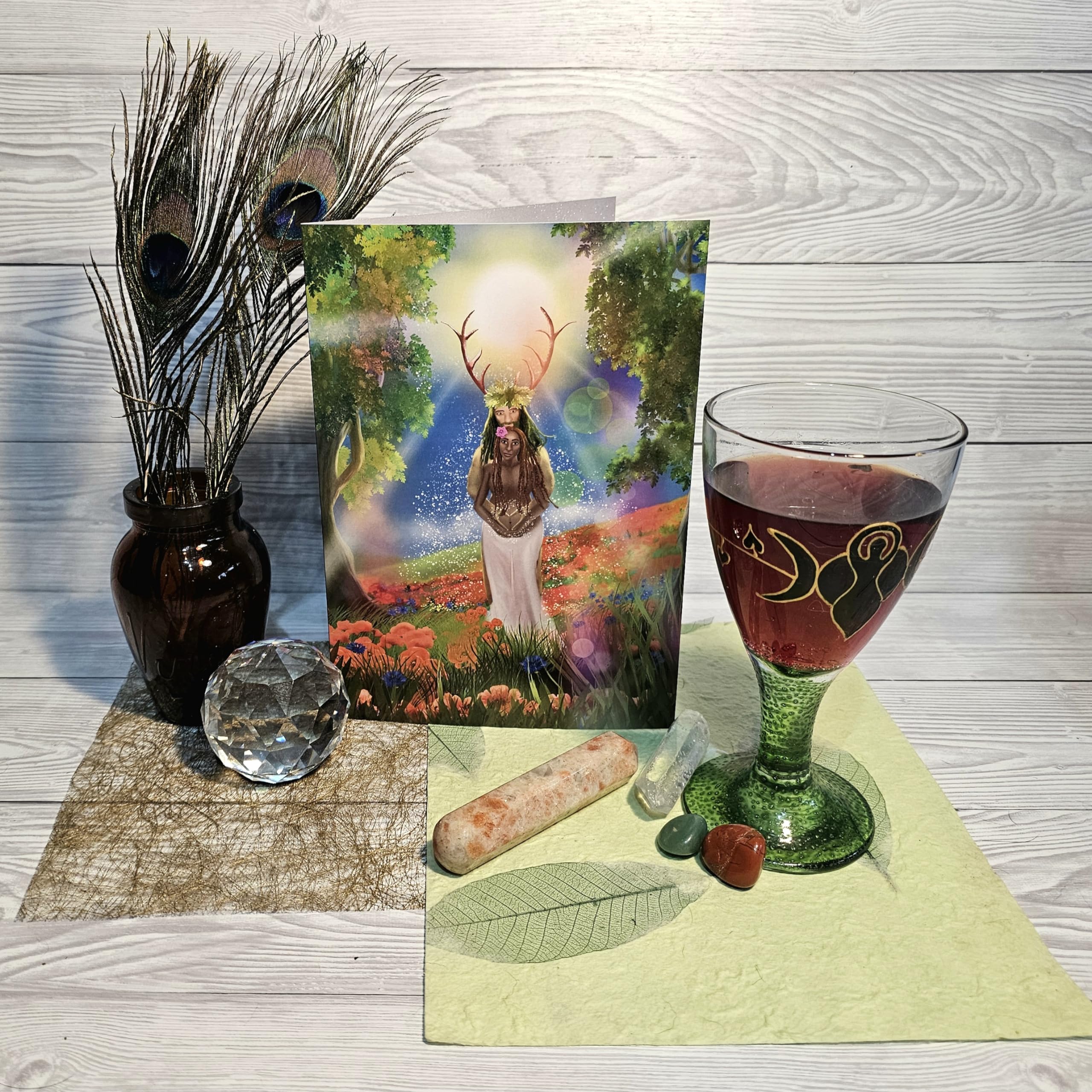 'Litha' - Midsummer, summer solstice, nature themed pack of 3 blank A5 greeting cards featuring Pagan Goddess at Sabbat - Image 4