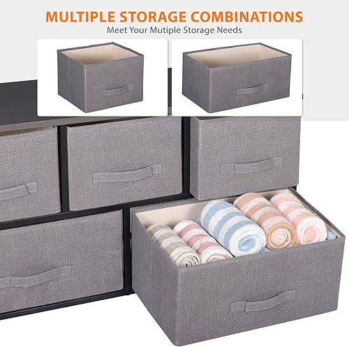 Miniatura 6 de Epetlover Cómoda de tela con 5 cajones organizador de almacenamiento baúl de tela para apartamento con cesta profunda marco de acero resistente y