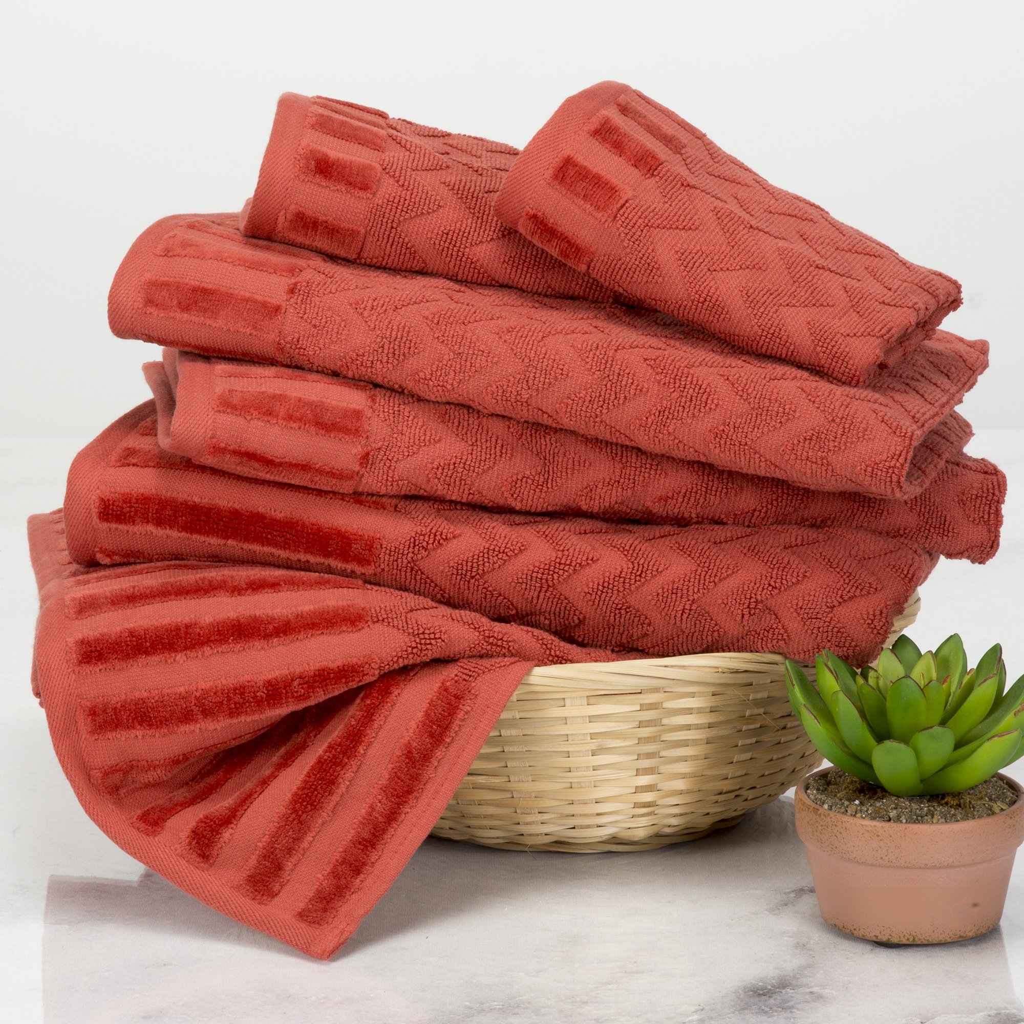 Bedford Home Chevron algodón Egipcio 6 Piezas Juego de Toallas – Hueso