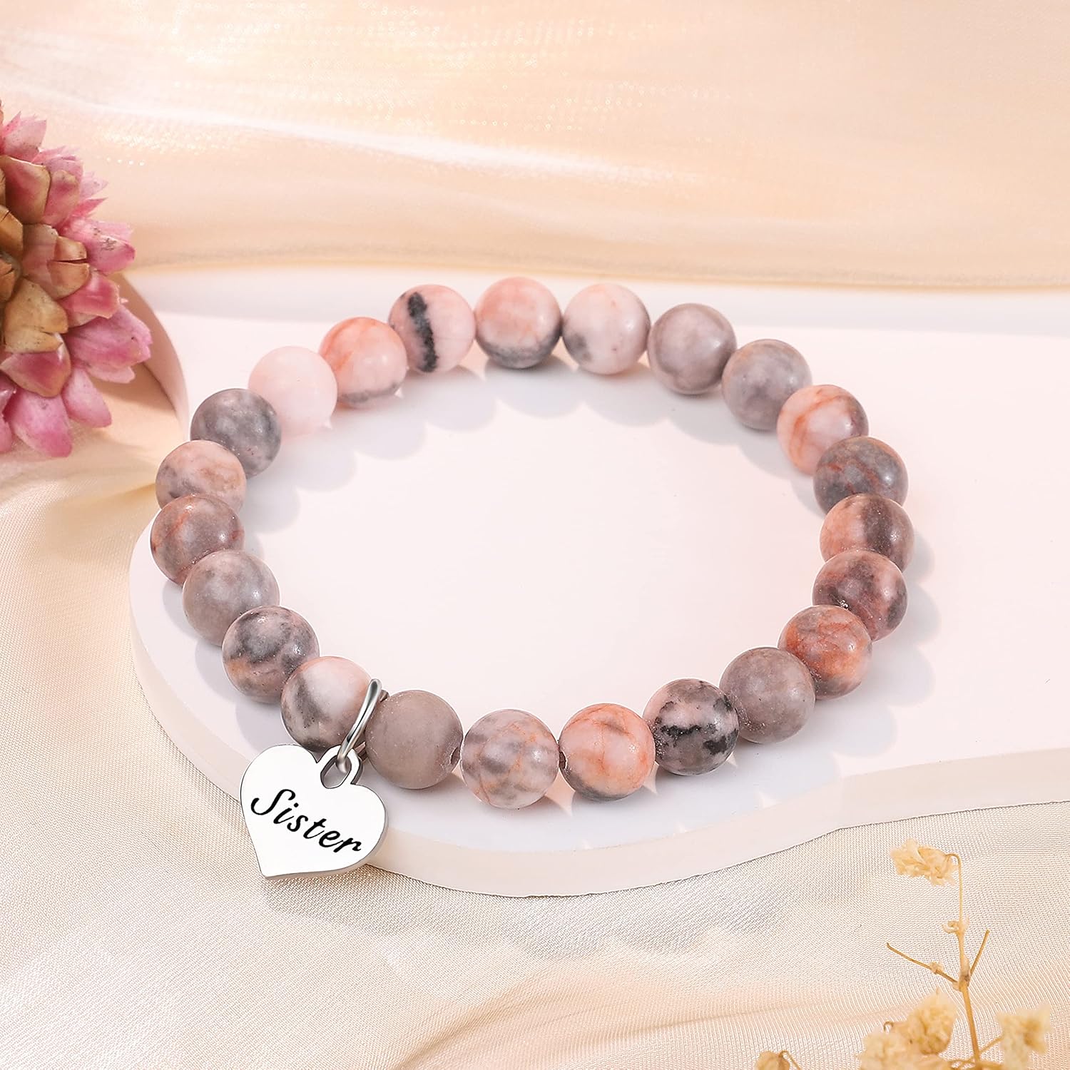 MFTRADING Beaded Bracelet for Women Inspirational Gifts to My Mom Daughter Gramdma Sister Best Friends Birthday Gift Nature Stone Bracelet - Image 5