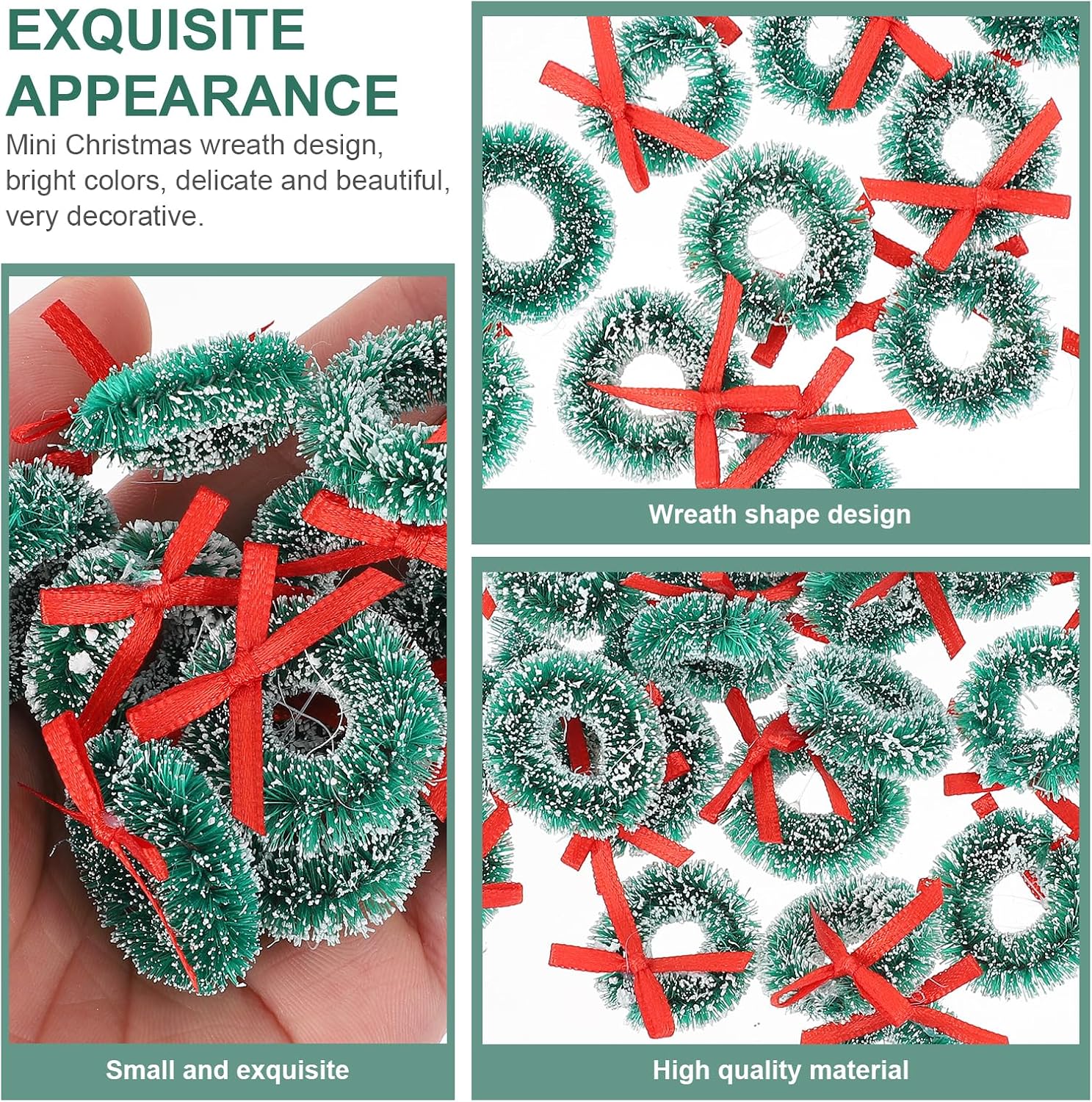 24Pcs Mini Christmas Wreath Artificial Dollhouse Decoration Miniature Christmas Wreath Christmas Tree Hanging Ornaments Christmas Decorations