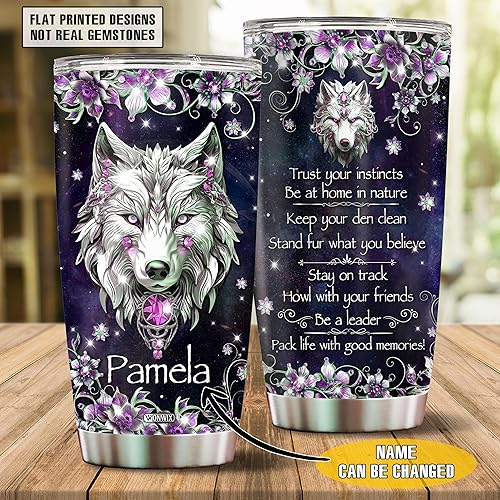 Miniatura 2 de Regalos personalizados de lobo para mujeres, taza de café de 20 onzas, vaso térmico con tapa, regalo de lobos para niñas, mamá, hija, Navidad,