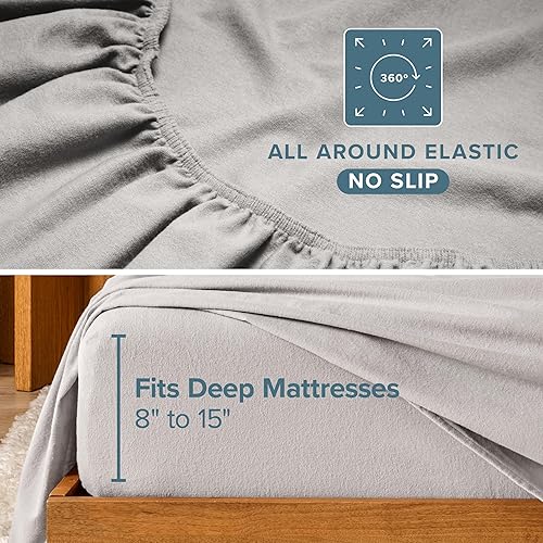 Vista 77 de Bare Home Juego de sábanas de franela 100% algodón, terciopelo suave y pesado, franela de doble cepillado, bolsillo profundo (King, verde bosque)