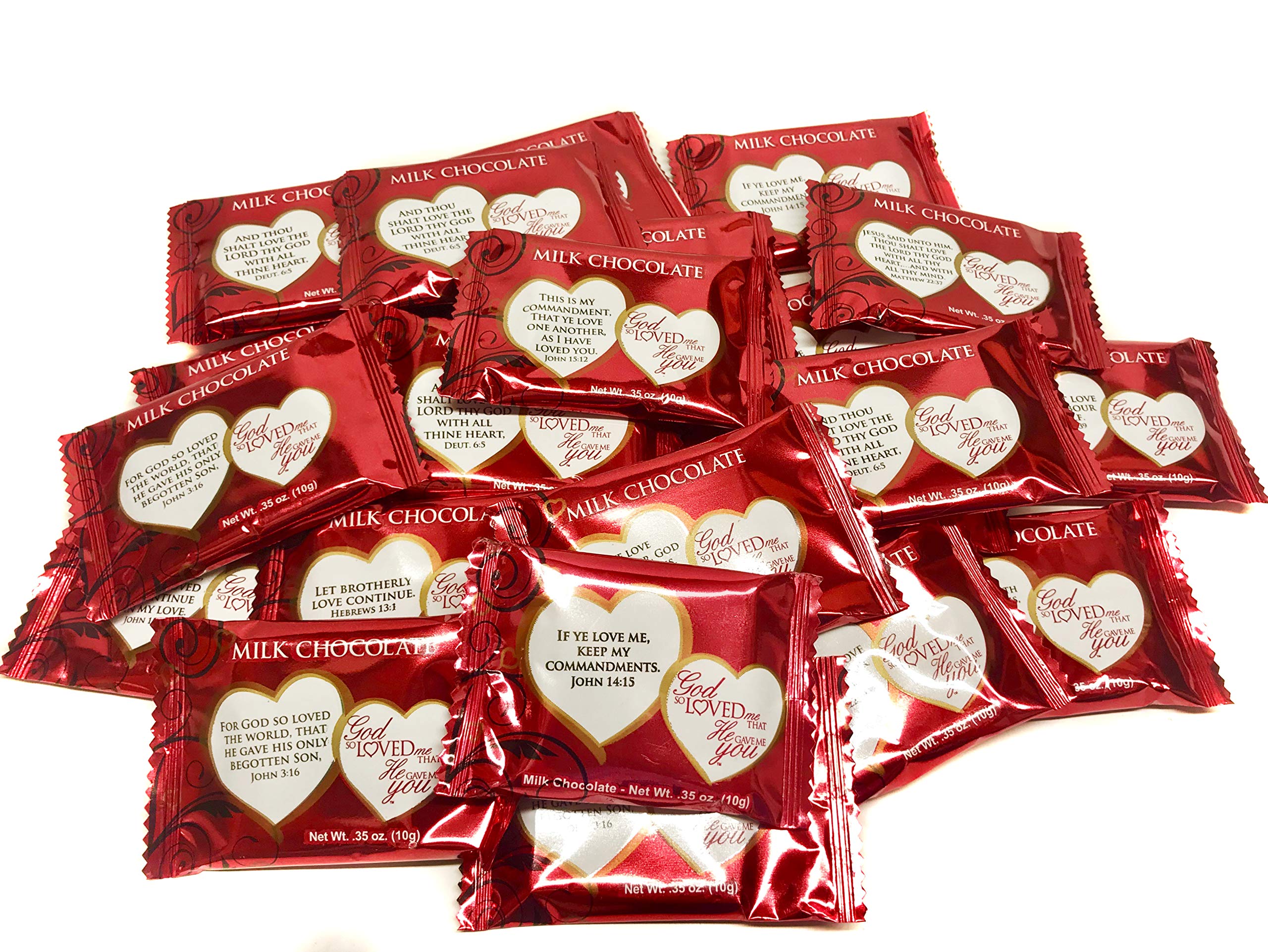 Scripture Candy, God So Loved Me, That He Gave Me You Valentine & Wedding Milk Chocolates in a Clear Bag, 24 Count