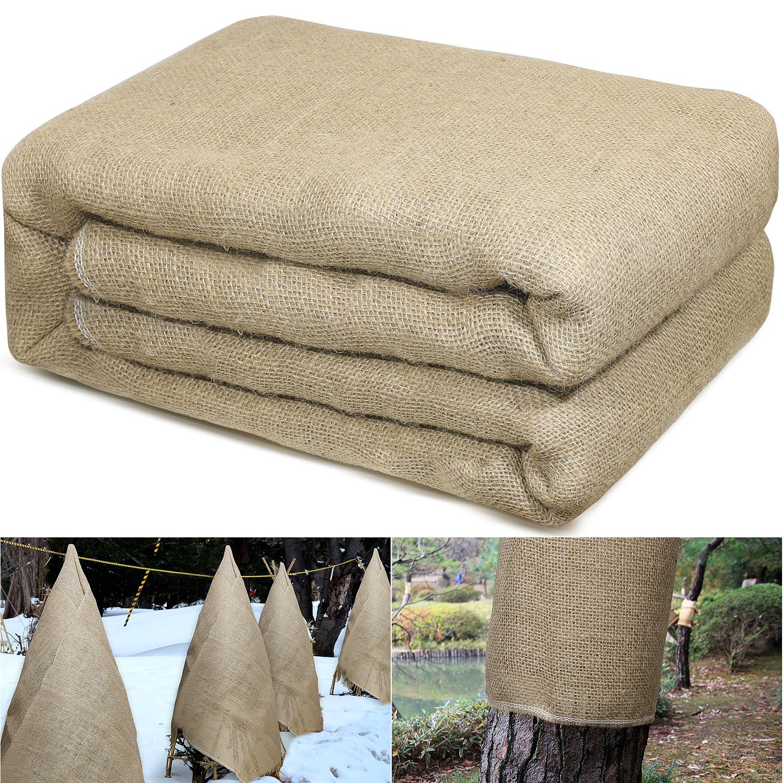 Garden Burlap Roll, 60" x 24 Feet Natural Jute Burlap Fabric Roll for Gardening Raised Bed Liners,Seed Cover,Edging,Weed Barrier,Aisle Runner Plant Cover Tree Protections (60" x 24 Feet)-image-32