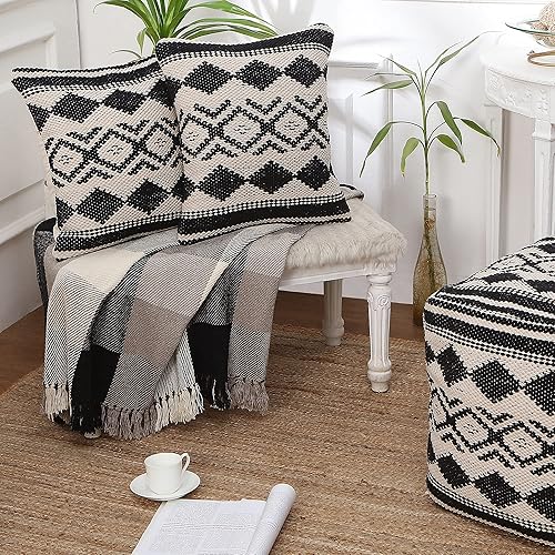 Vista 126 de REDEARTH Fundas de cojín decorativas con textura bohemia – Juego de fundas decorativas de granja tejidas lumbares para sofá, cama, silla, comedor