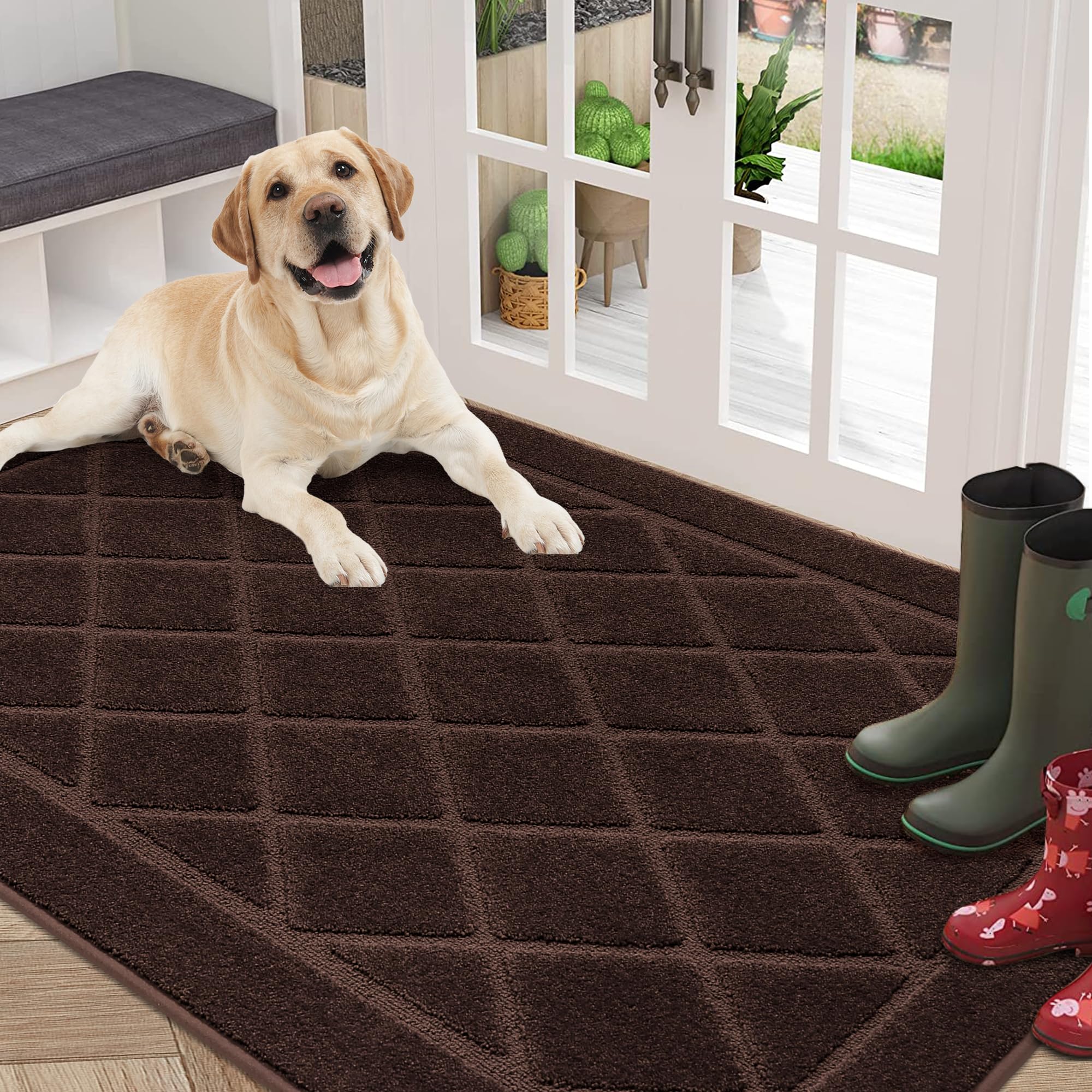 BEQHAUSE Dirt Trapper Door Mat 36" x 60", Doormat Non-Slip Entryway Rugs Washable, Dog Door Mat Stain Resistant and Absorbent Welcome Floor Mat for
