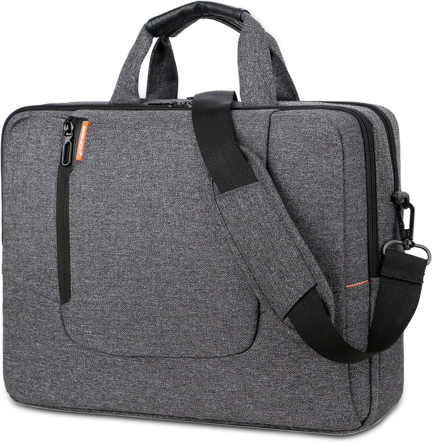 BRINCH 15.6 Inch Laptop Bag Large Capacity Water Resistant Mens/Womens Travel Business Laptop Briefcase Computer Shoulder Bag Messenger Case with Strap for 15-15.6 Inch Laptop/Notebook,Dark Grey