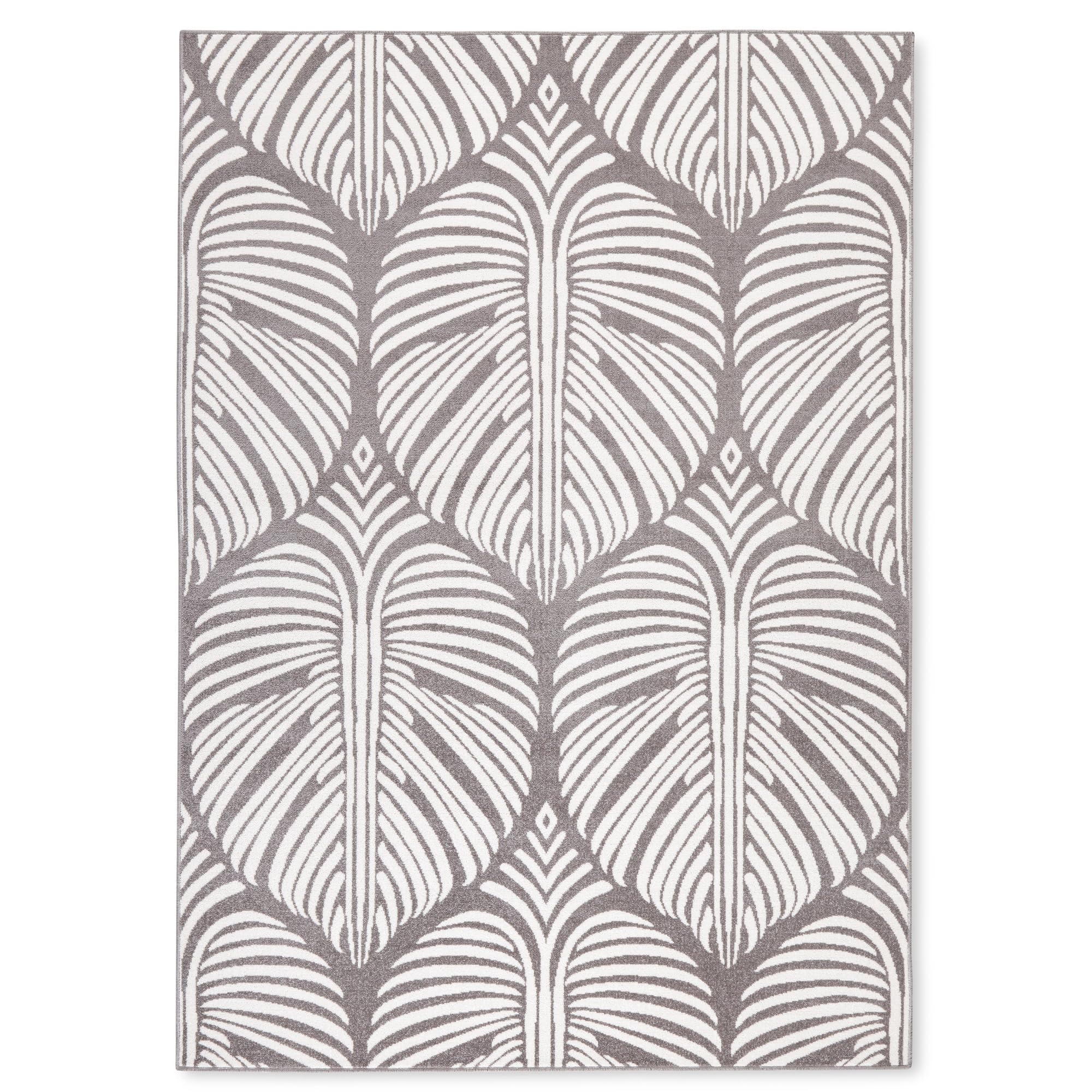 Tommy Bahama Lanai Palm Leaves Indoor Outdoor Area Rug, Leaf Tropical Design, UV Fade Resistant, Dark Grey/Ivory, 3'11"x5'2"-image-32