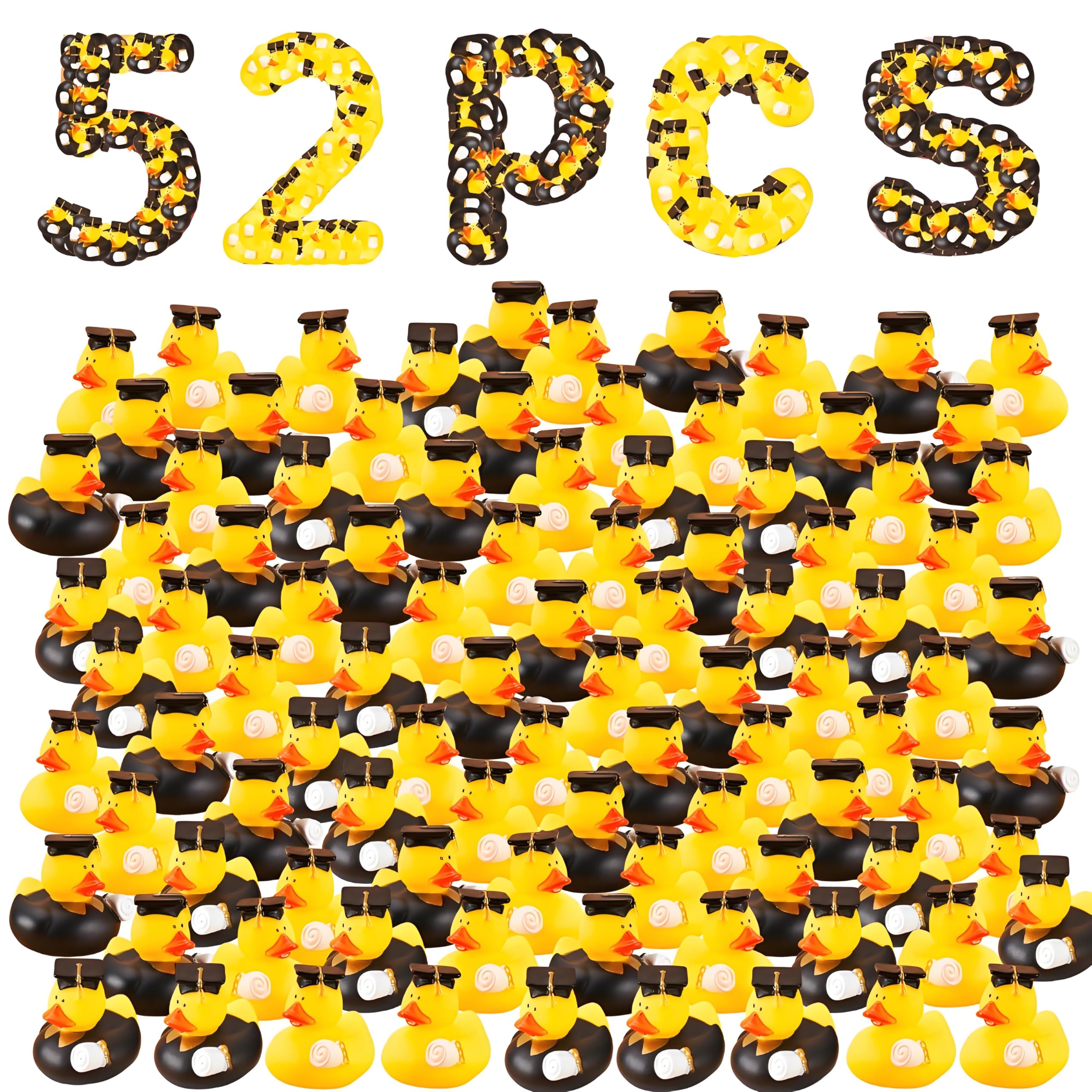 WPQO 26 Pcs Graduation Rubber Ducks 2025 Grad Diploma Rubber Duck Graduation cruise duckies Bulk Decor Classroom Reward Prize Gifts for Student