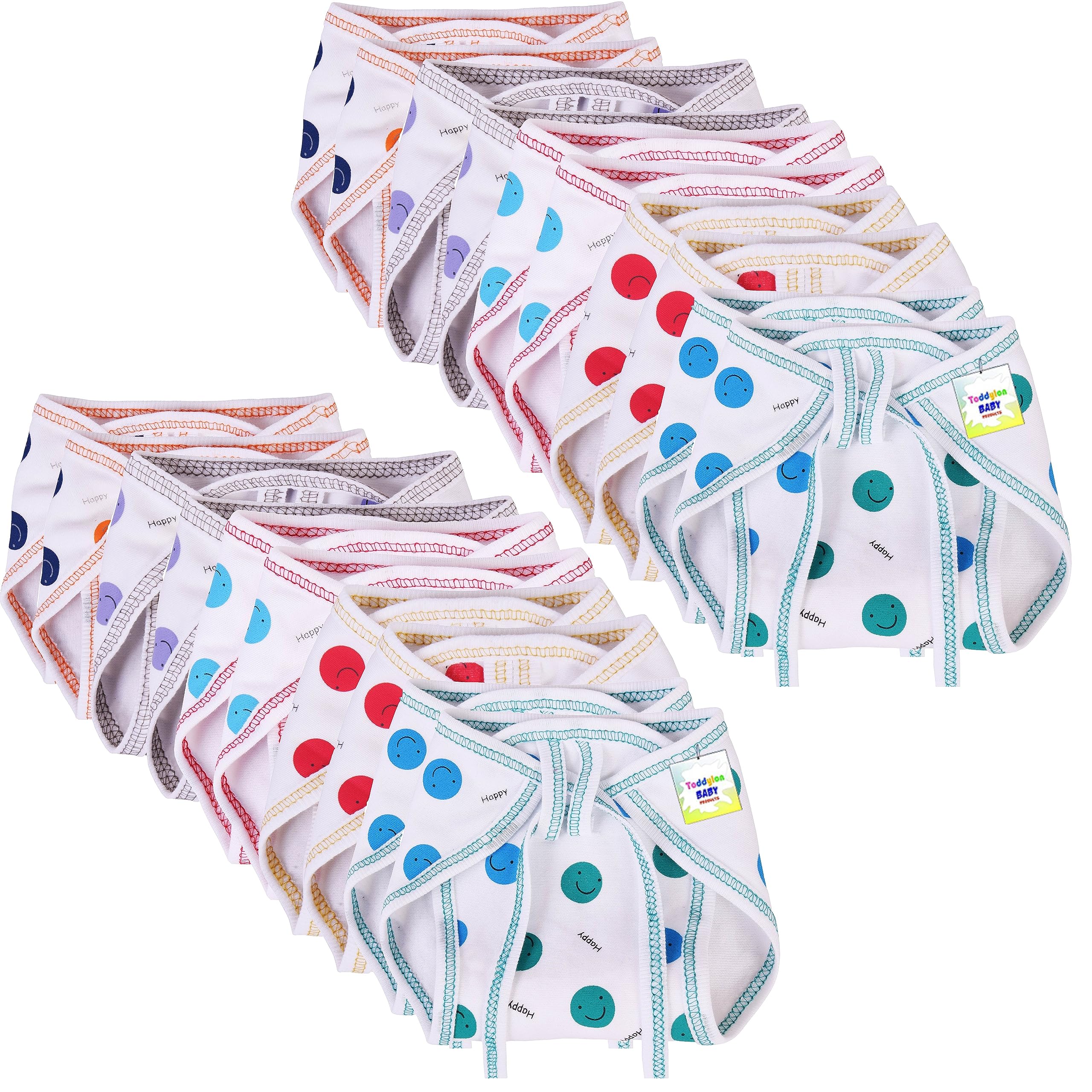 Toddylon Baby Products New Born Baby Clothes | Cloth Diapers | Langots | Nappies | Cotton | Reusable | Washable | Nappy (0-6 Months, Pack of 20)