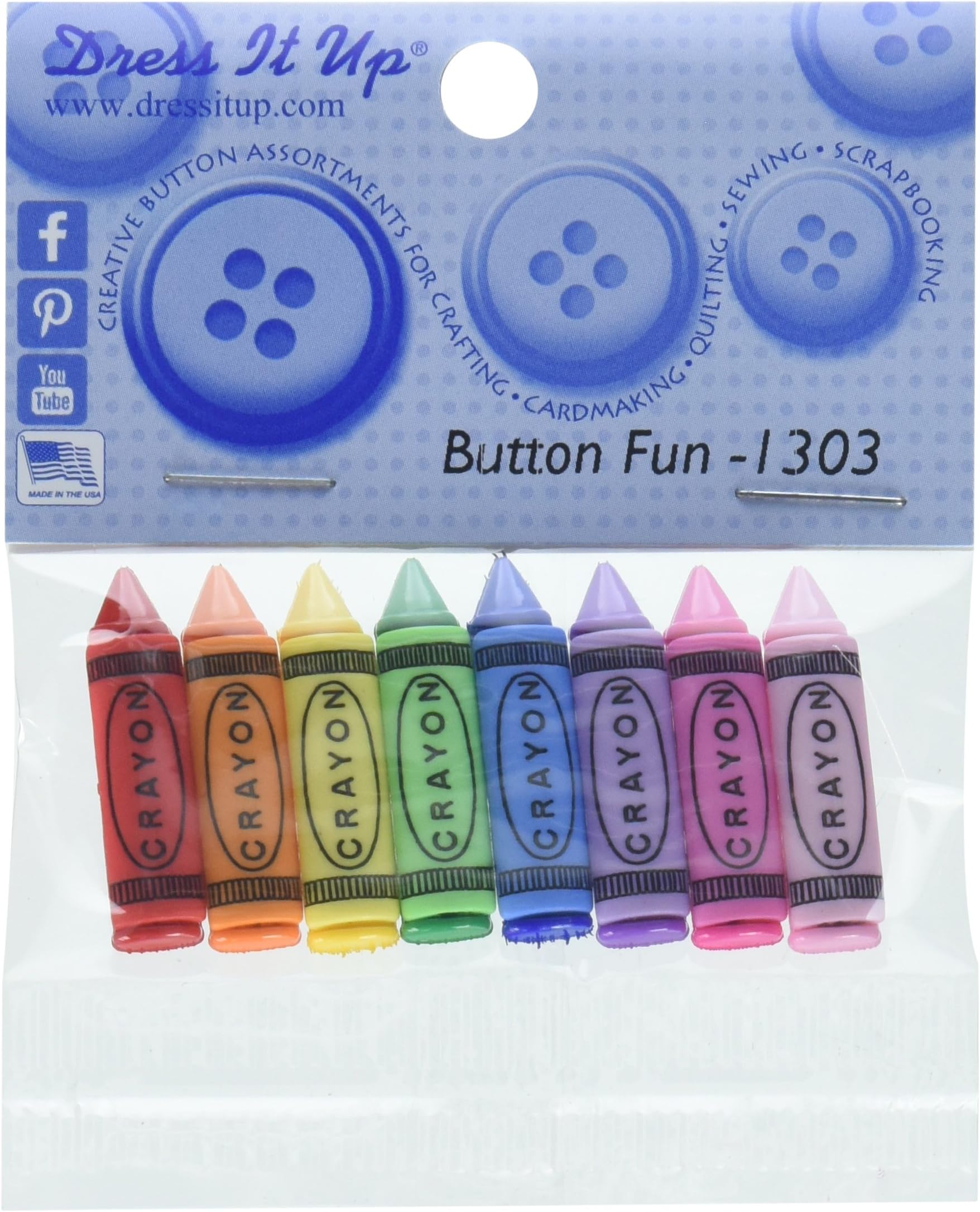 Jesse James (1-Pack) Dress It Up Buttons School Collection #1303 Bf-Crayons 1303-1P