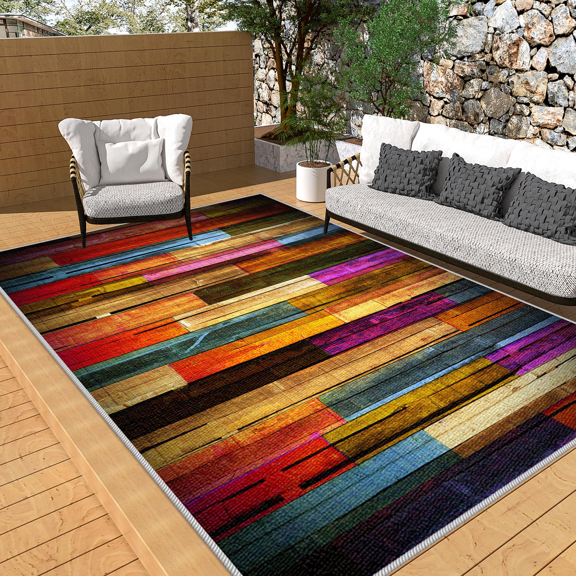 Tapis de salon lavable 200x250 cm grand format antidérapant