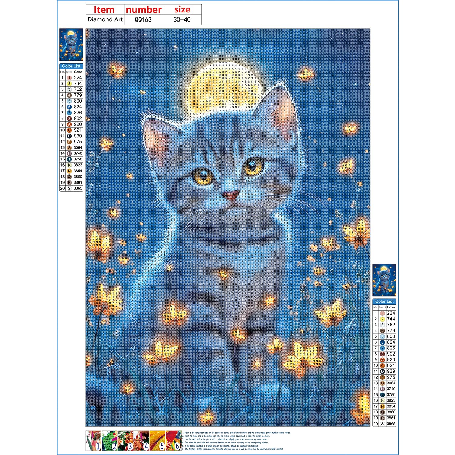 Kit Peinture Diamant 5D Chat Orange Avec Fleurs Sauvages - 30x40 Cm - Loisir Créatif Adulte Débutant, Décoration Murale