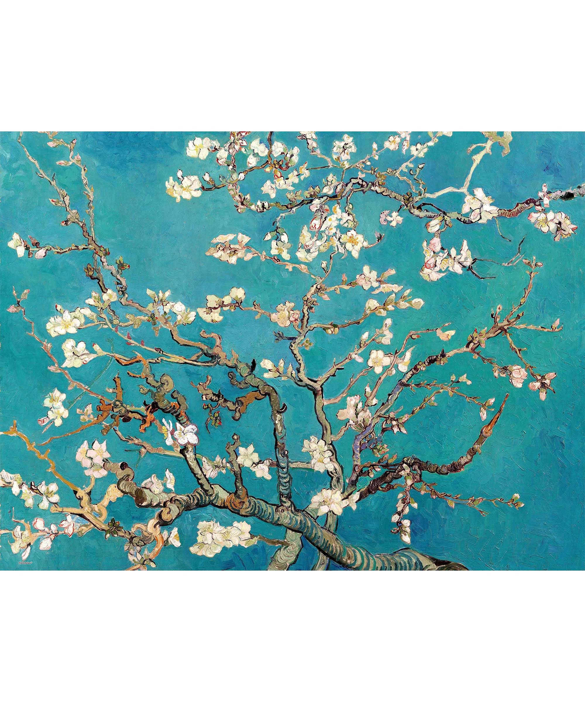 PieceRelax PieceClicks Plastic Jigsaw Puzzles for Adults 1000 Pieces Van Gogh Puzzle Vincent Van Gogh - Almond Blossoms - 25.2 x 18.9 Inches, Famous Floral Painting Jigsaw Puzzle [U1112]