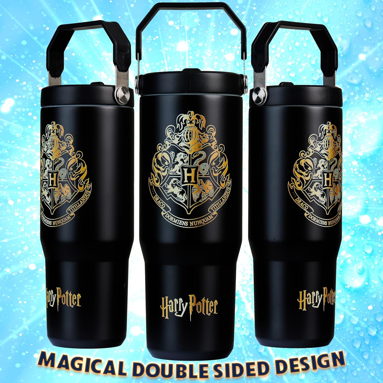 Get Trend Harry Potter Tumbler with Straw 30oz Kids Teens Insulated Cup with Lid Handle Travel Mug Cups with Lids for School Sports Gifts for Kids (Black Harry Potter) - Image 5