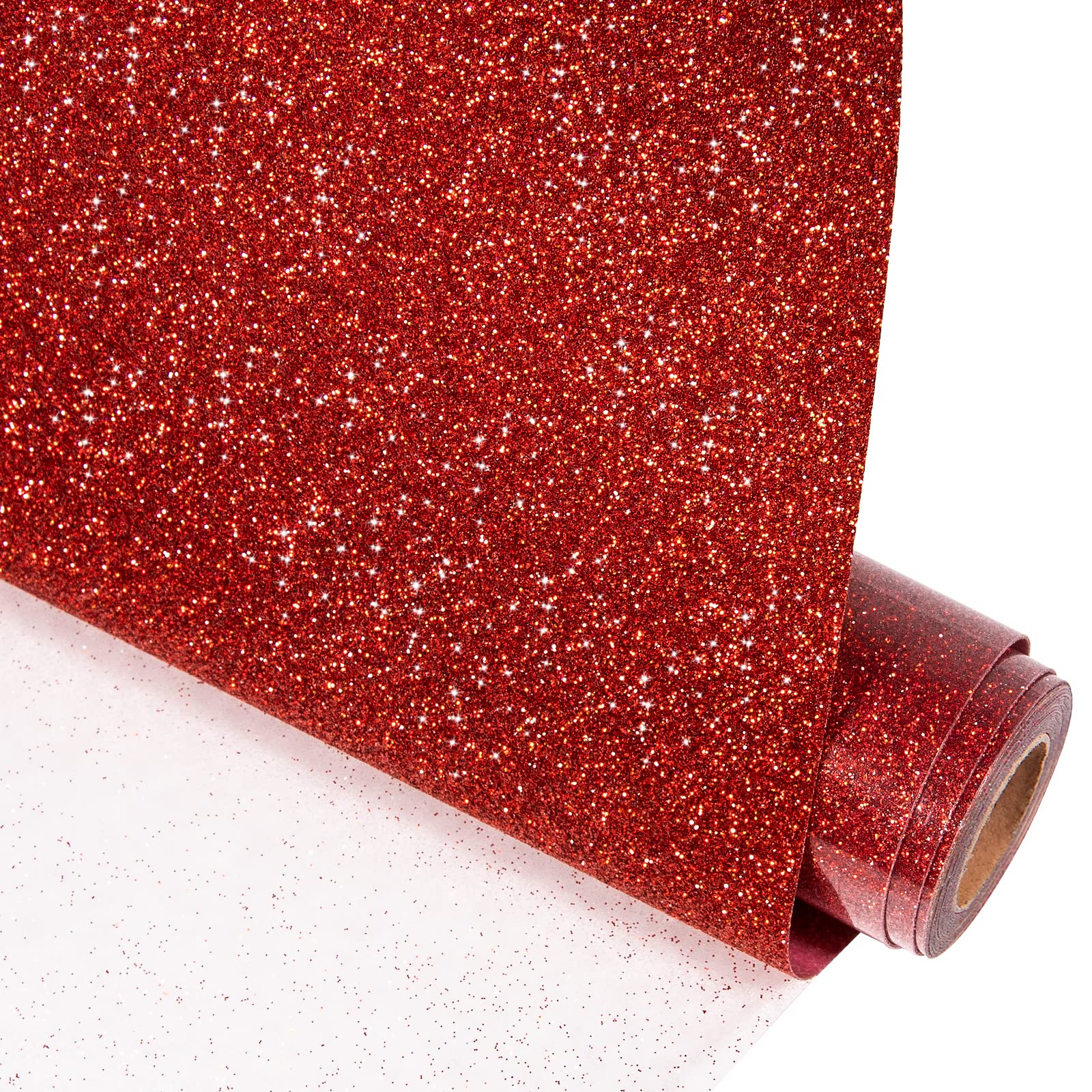 VINYL FROG Glitter Heat Transfer Vinyl 10 inches x 5ft Laser Red Glitter HTV Vinyl Iron on Vinyl for T-Shirt or Other Fabrics