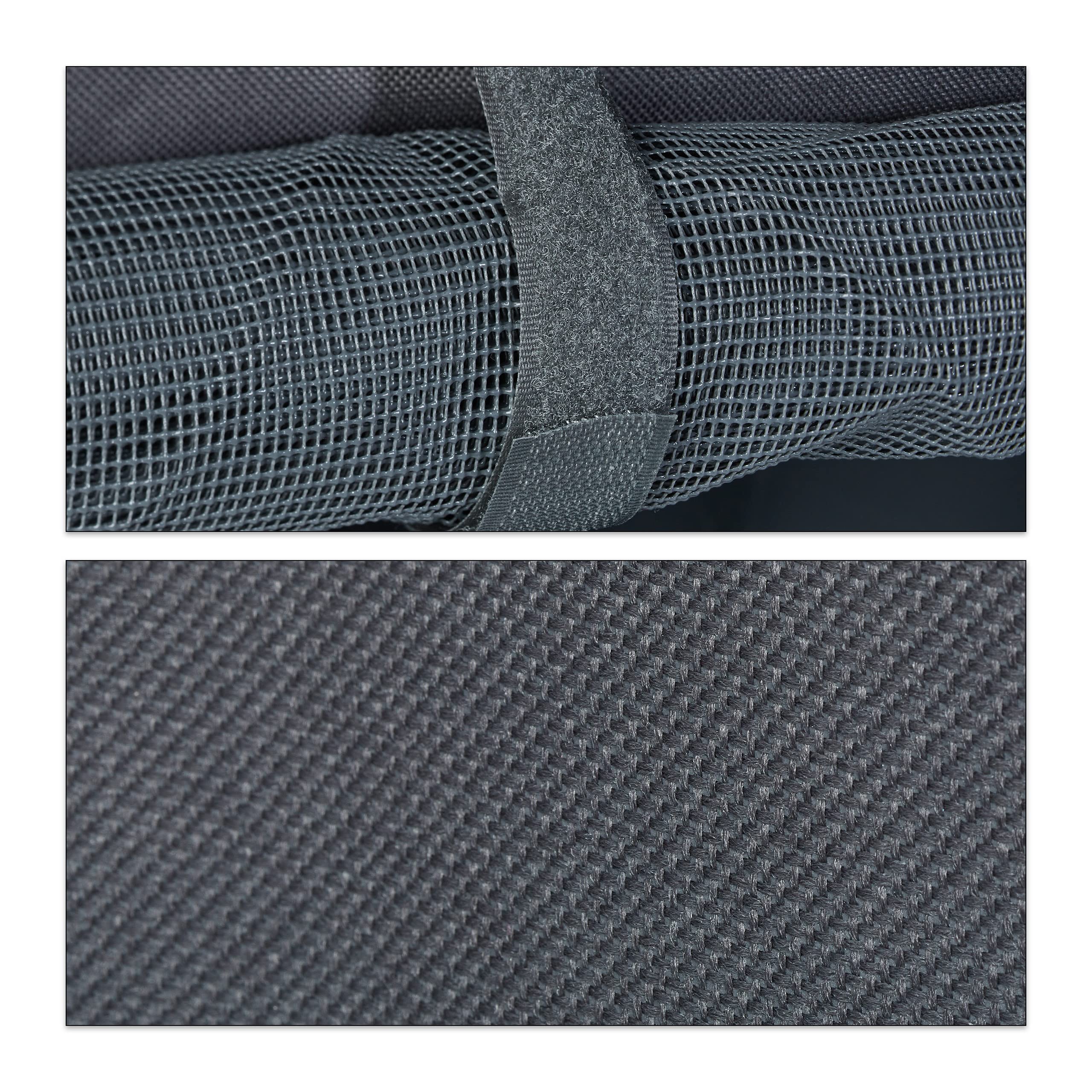 Relaxdays Mobiletto da Campeggio con 2 Ripiani, HLP 87x47,5x47,5 cm, Armadietto da Camping con Supporto Rialzato, Grigio