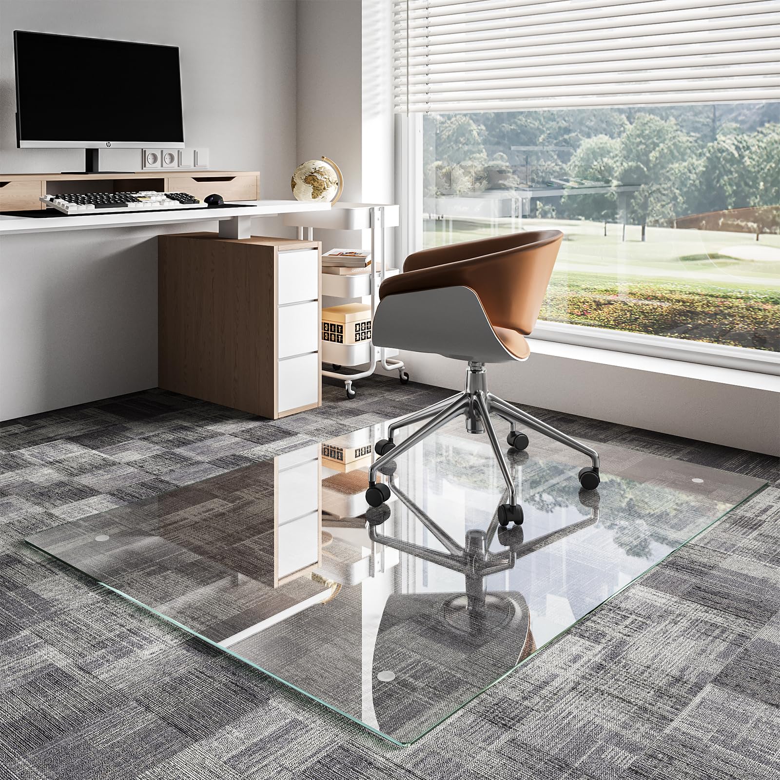 Koonmi 44x58 Tempered Glass Chair Mat