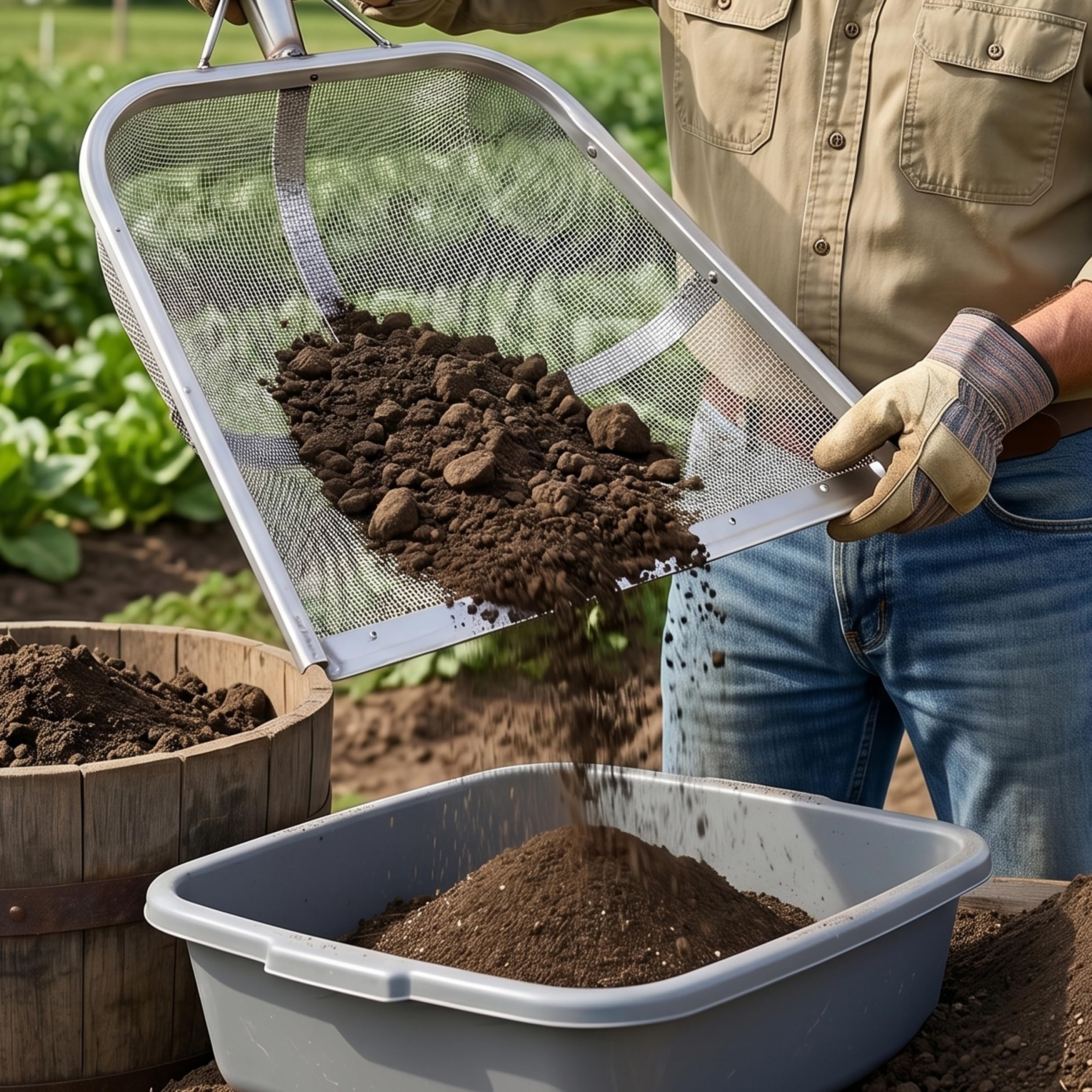 Siebschaufel, Sandsiebschaufel aus verzinktem Kohlenstoffstahl, Hühnerkotschaufel mit 0, 2 cm Maschenweite für Getreide, Gartenarbeit, Silber, 18, 5 x 14, 17 Zoll Sandsieb, Hühnerkotschaufel