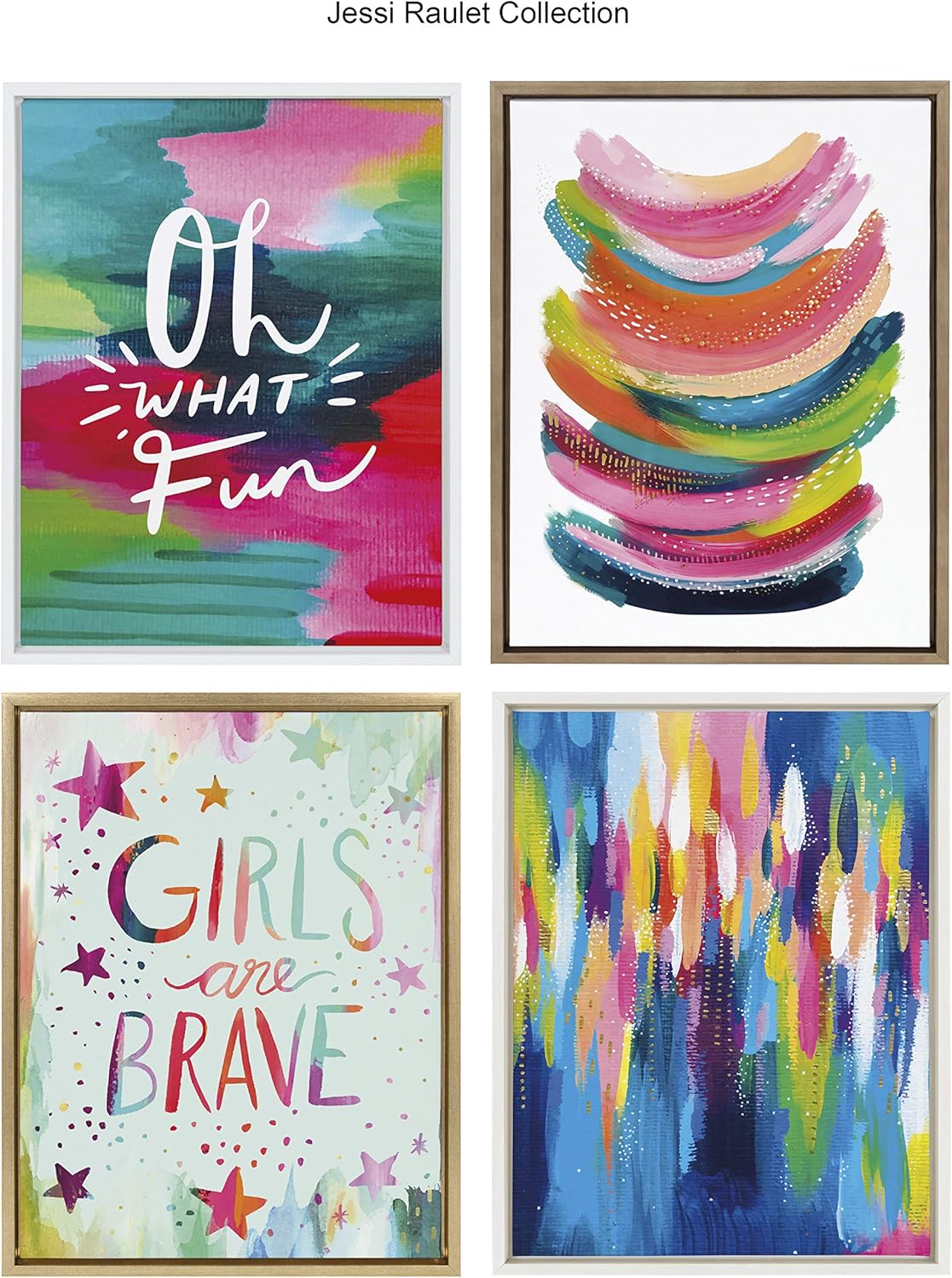 Holiday Inspired Colorful Canvas Wall Art, 18x24 White Frame