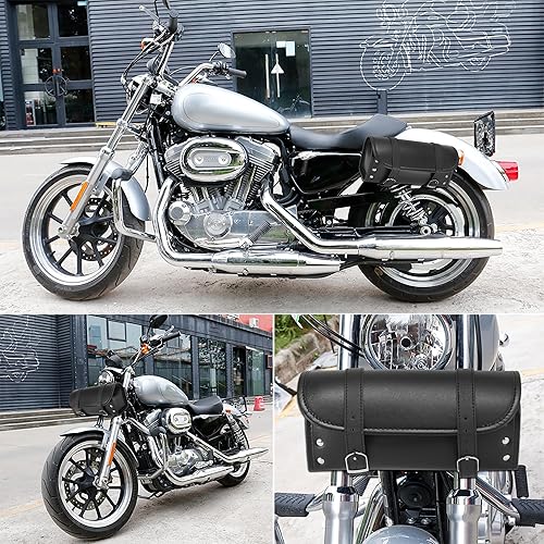 Miniatura 2 de Motoforti Bolsa universal de herramientas para manillar de motocicleta, Ciclismo, horquilla, bolsa de viaje, impermeable, piel sintética, color