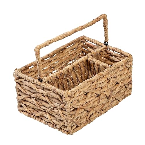 Honey-Can-Do Multi-Use 3-Compartment Wicker Basket Caddy with Handle, Natural STO-09844