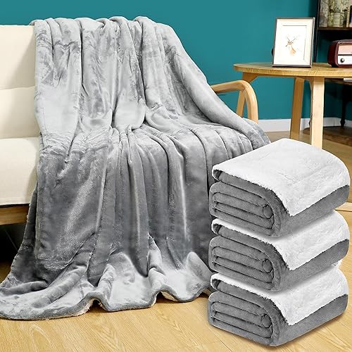 Miniatura 1 de 3 mantas de forro polar Sherpa tamaño individual de 11.64 ozm, 1.62 ozm, 60 x 80 pulgadas, manta gruesa y acogedora manta de felpa cálida manta