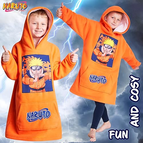 Miniatura 5 de Naruto Manta de forro polar con capucha para niños y adolescentes, talla única, sudadera con capucha de gran tamaño con forro de sherpa, regalos