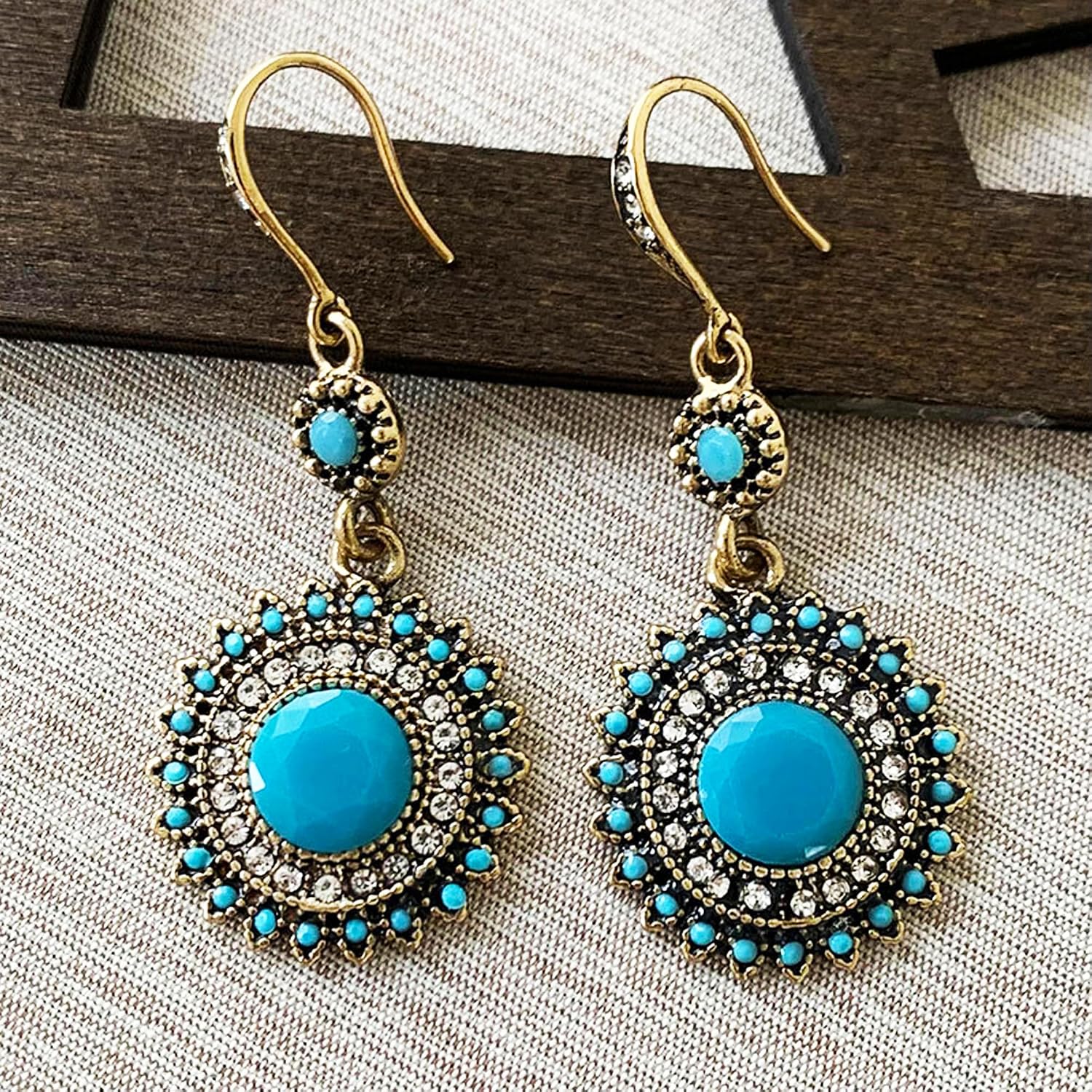 Boho Earrings for Women Sunflower Dangle Earrings Dainty Gold/Silver Plated Hypoallergenic Cubic Zirconia Bohemian Earrings Handmade Trendy Statement Jewelry Gifts