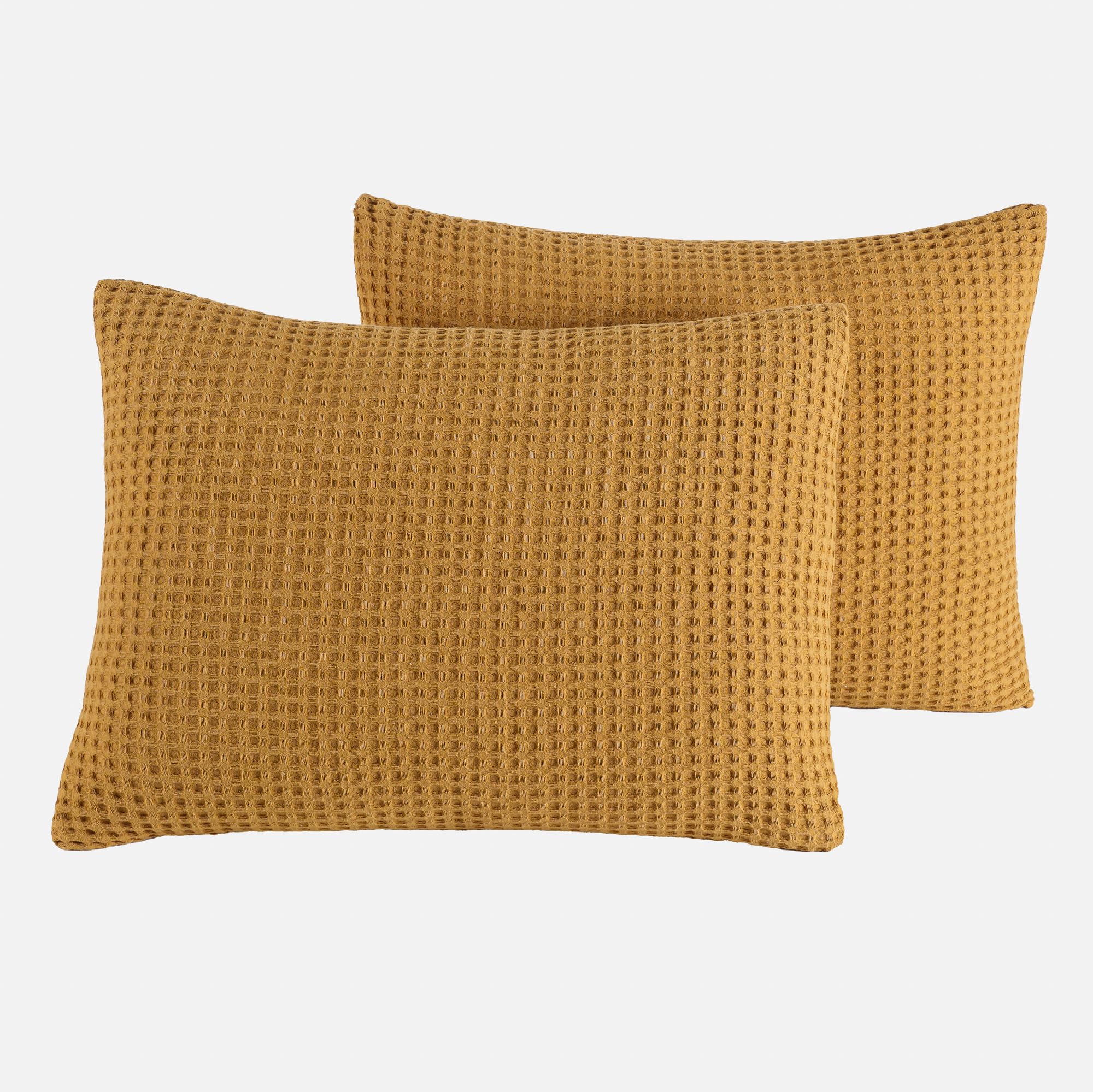 Housses de coussin 50x75 cm Milam London en lot de 2 taies 100% coton couleur moutarde
