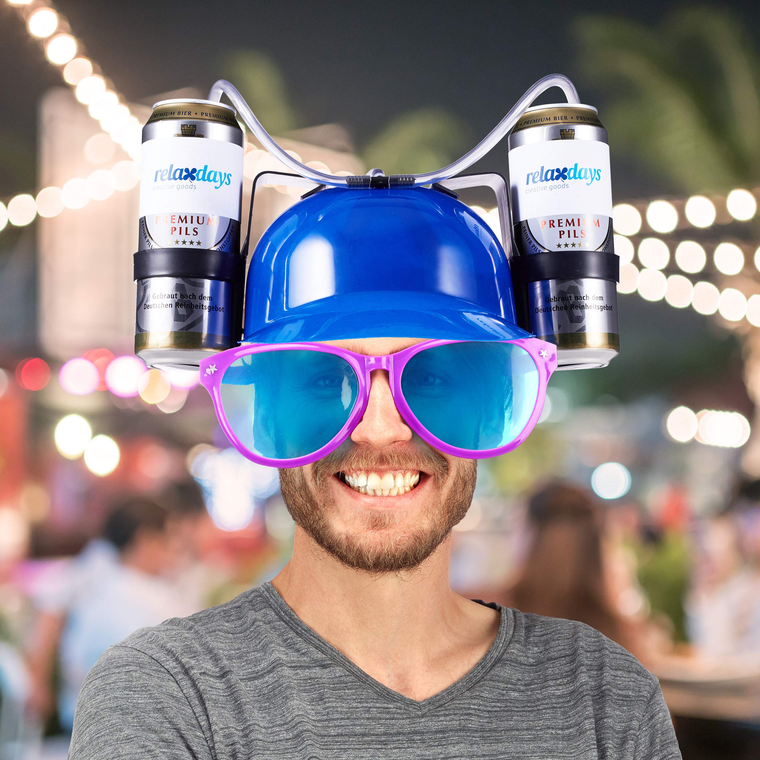 10 x Party Drinking Helmet, for 2 Cans, Beer Helmet with Snake, Football, Carnival, Funny Dairy Helmet, Party Supplies, Blue Toys & Games