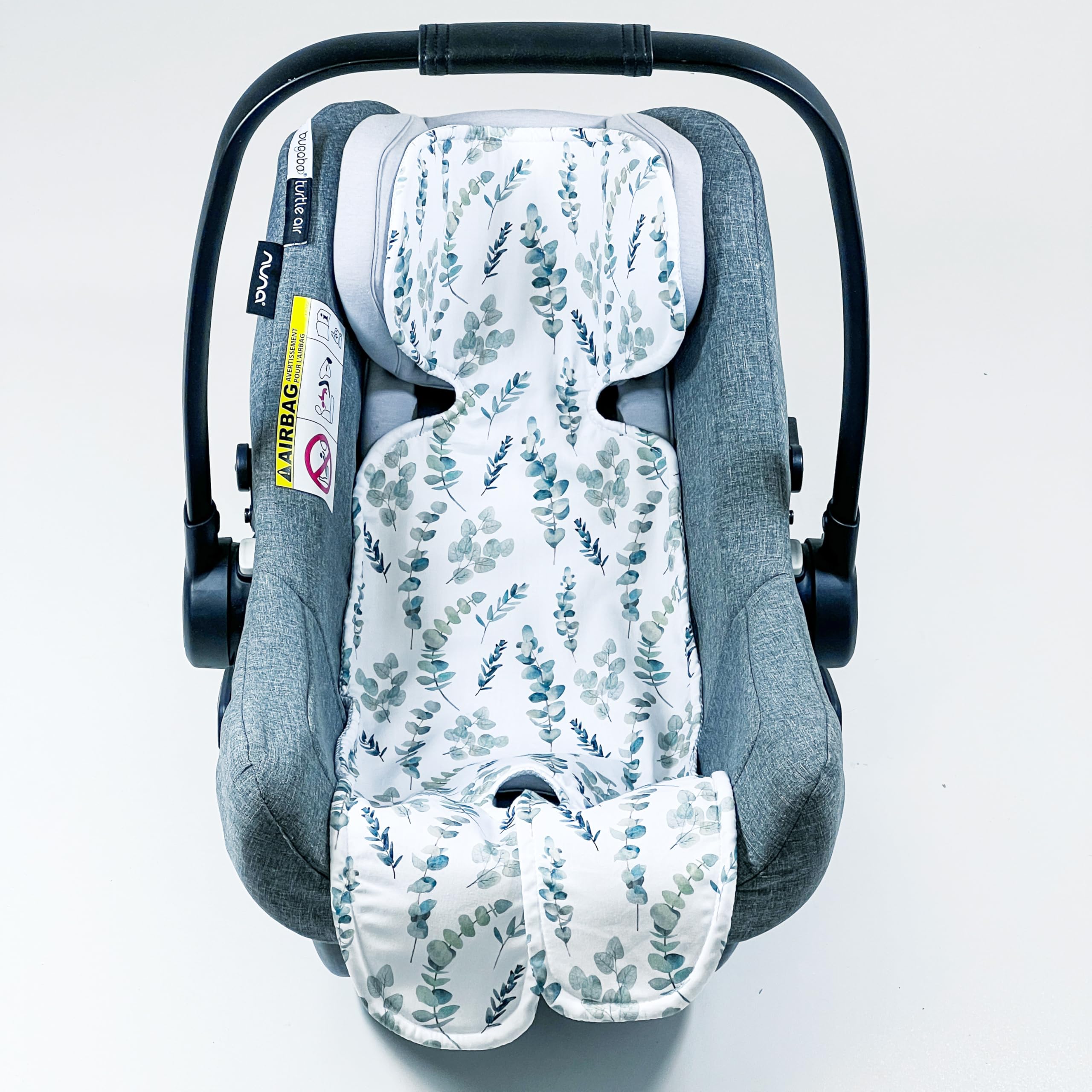 Asiento transpirable para silla de bebé para cochecito de bebé, antisudoración, grupo 0+ (0 – 13 kg), grupo I (9 – 18 kg), 100% algodón eucalipto, inserto para asiento de bebé