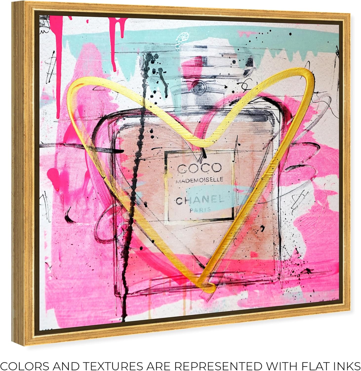 Oliver Gal Mademoiselle Remix Canvas Print Wall Art for Living Room, Bedroom, and Bathroom, 16" x 16", Gold Floater Frame