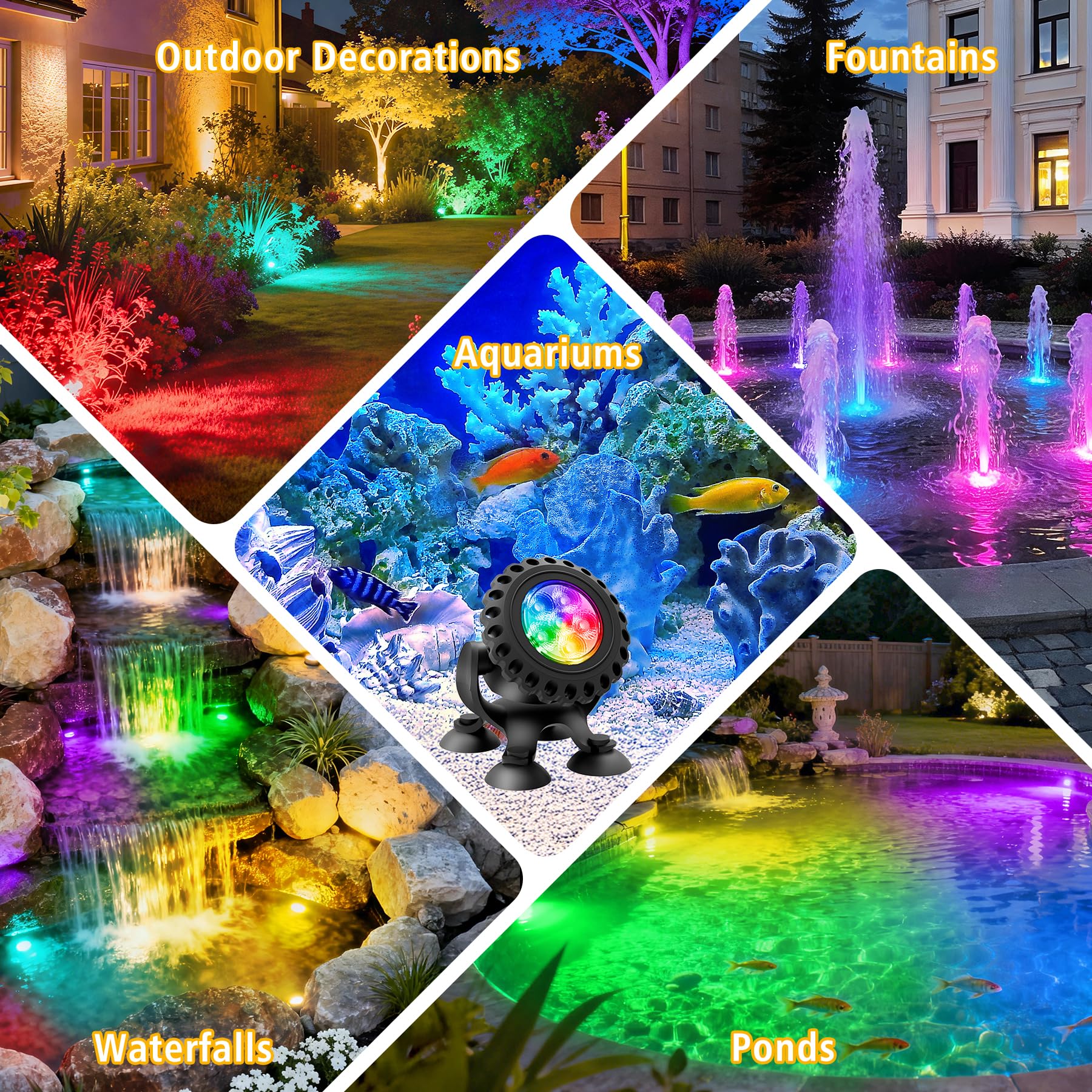 NATPOW Bluetooth APP LED Unterwasserbeleuchtung RGB Teichlicht IP68 wasserdicht Farbwechsel 6 in 1